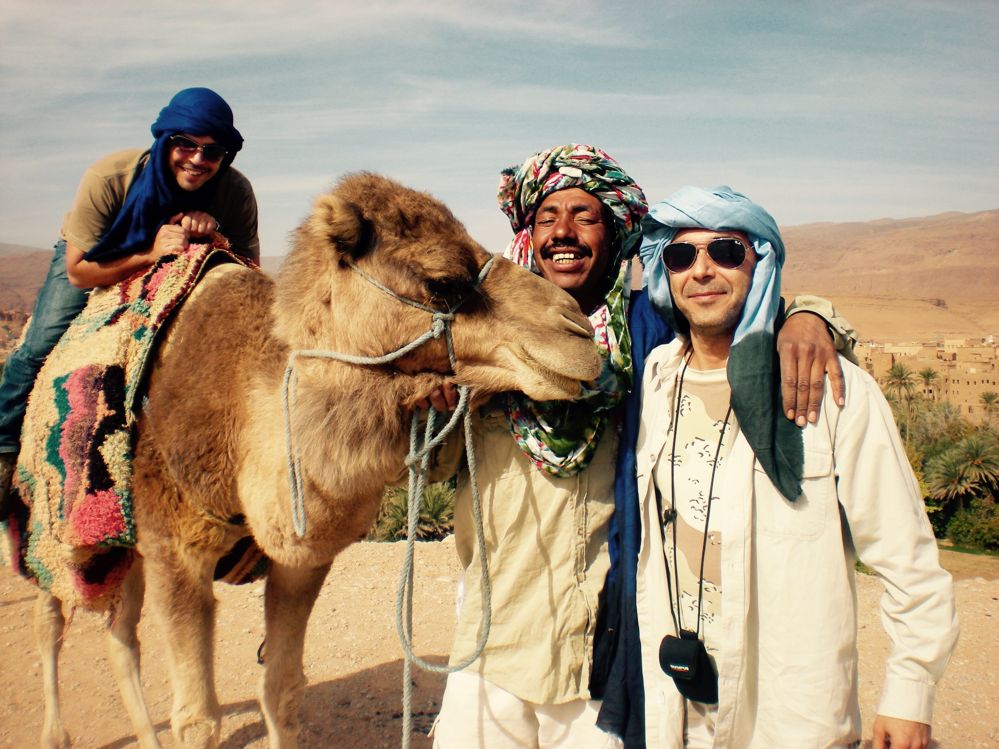 Morocco, Travel, men, nature, outdoors, real people, Camel, people, fashion, sky, leisure activity, clothing, travel Locations, smiling, women, Desert, HD Wallpaper
