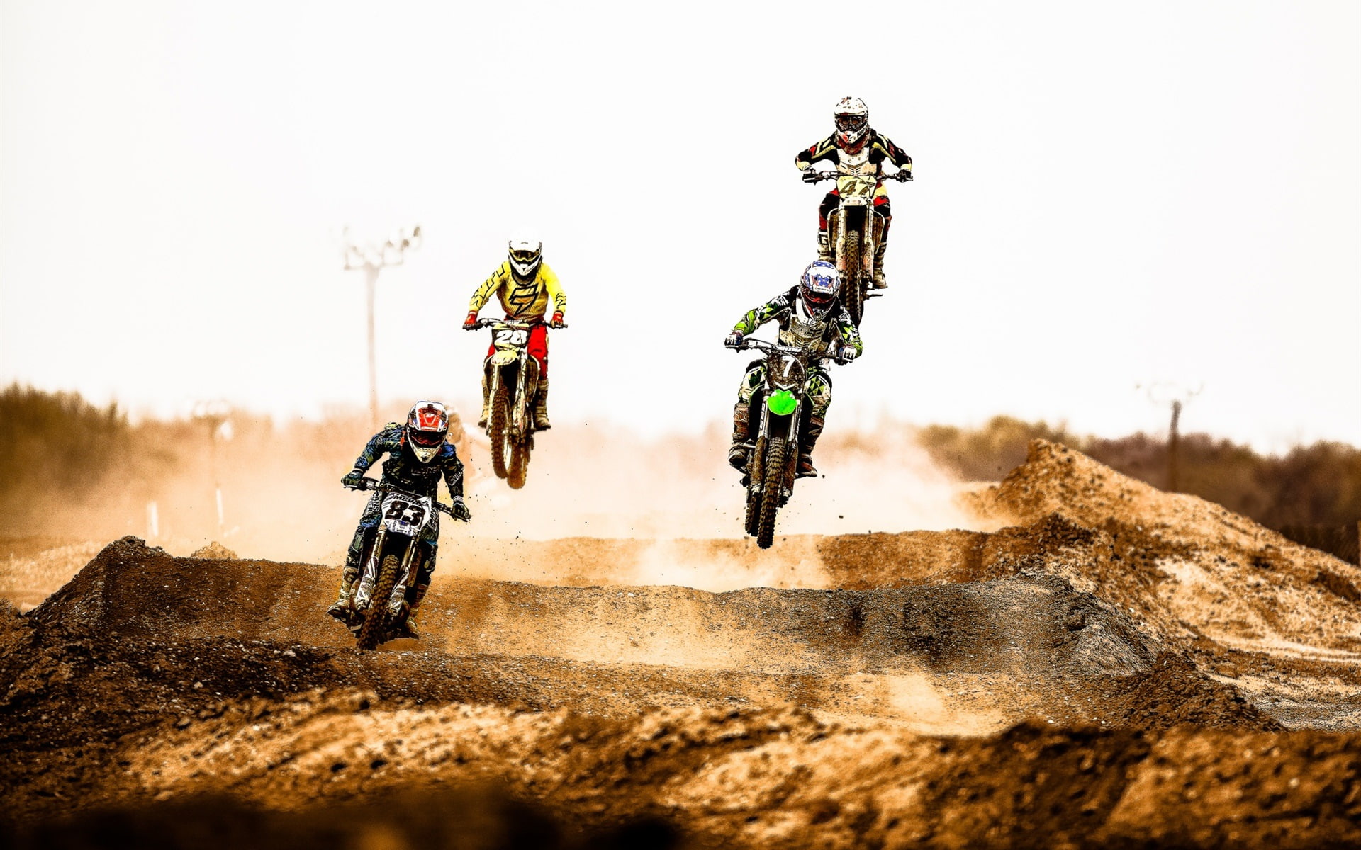 Jump, Desert, Motocross, Race, 1080P, Dust, HD Wallpaper