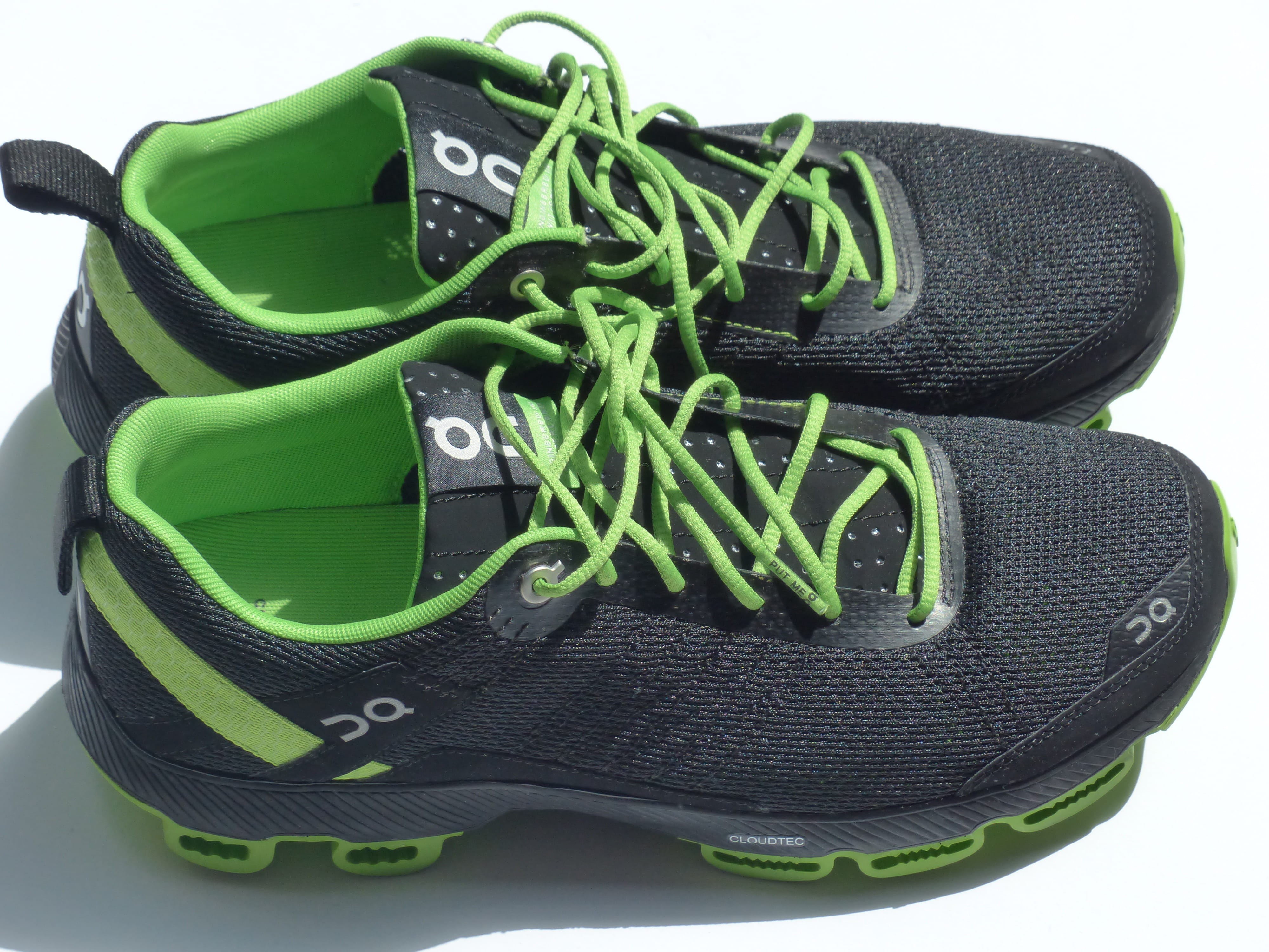 Sneakers, bag, Sports Shoes, 4K, shoe, high angle view, no people, textile, sport, listening, green color, white background, black, compatibility, marathon shoes, HD Wallpaper