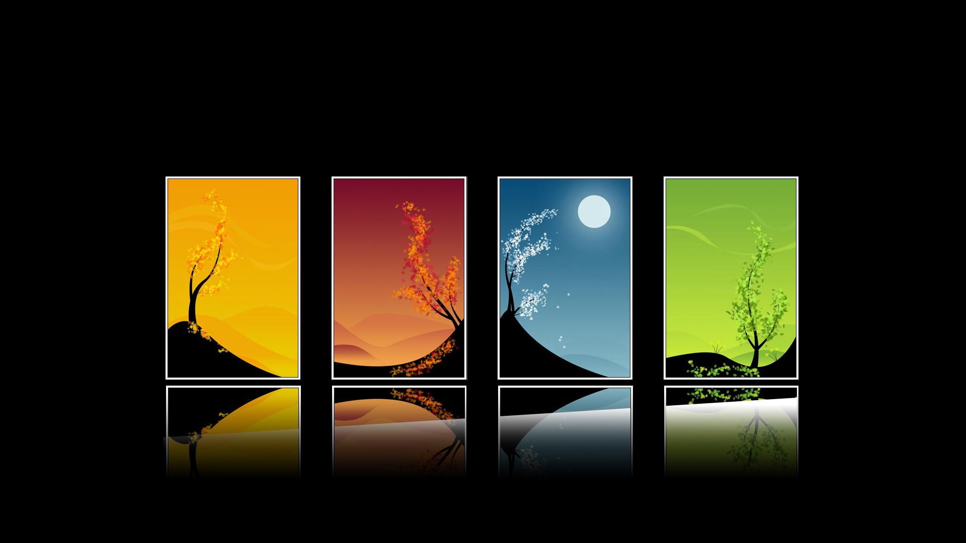 seasons, x, art, nature, panels, 1080P, hd, HD Wallpaper