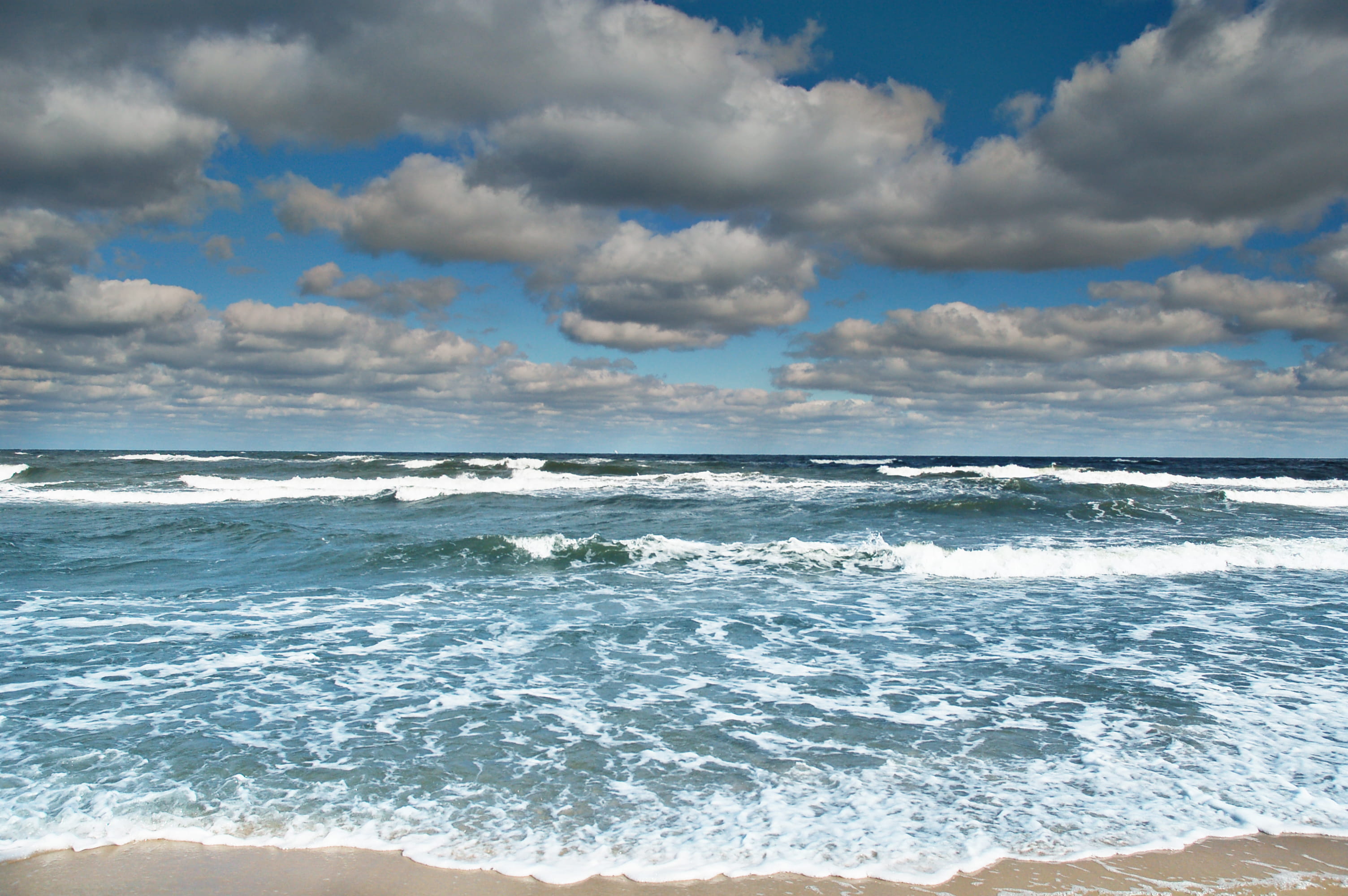 scenics - nature, surfing, cloud - sky, horizon, wave, outdoors, day, november, poland, sky, baltic, wladyslawowo, horizon over water, sea, nature, land, HD Wallpaper