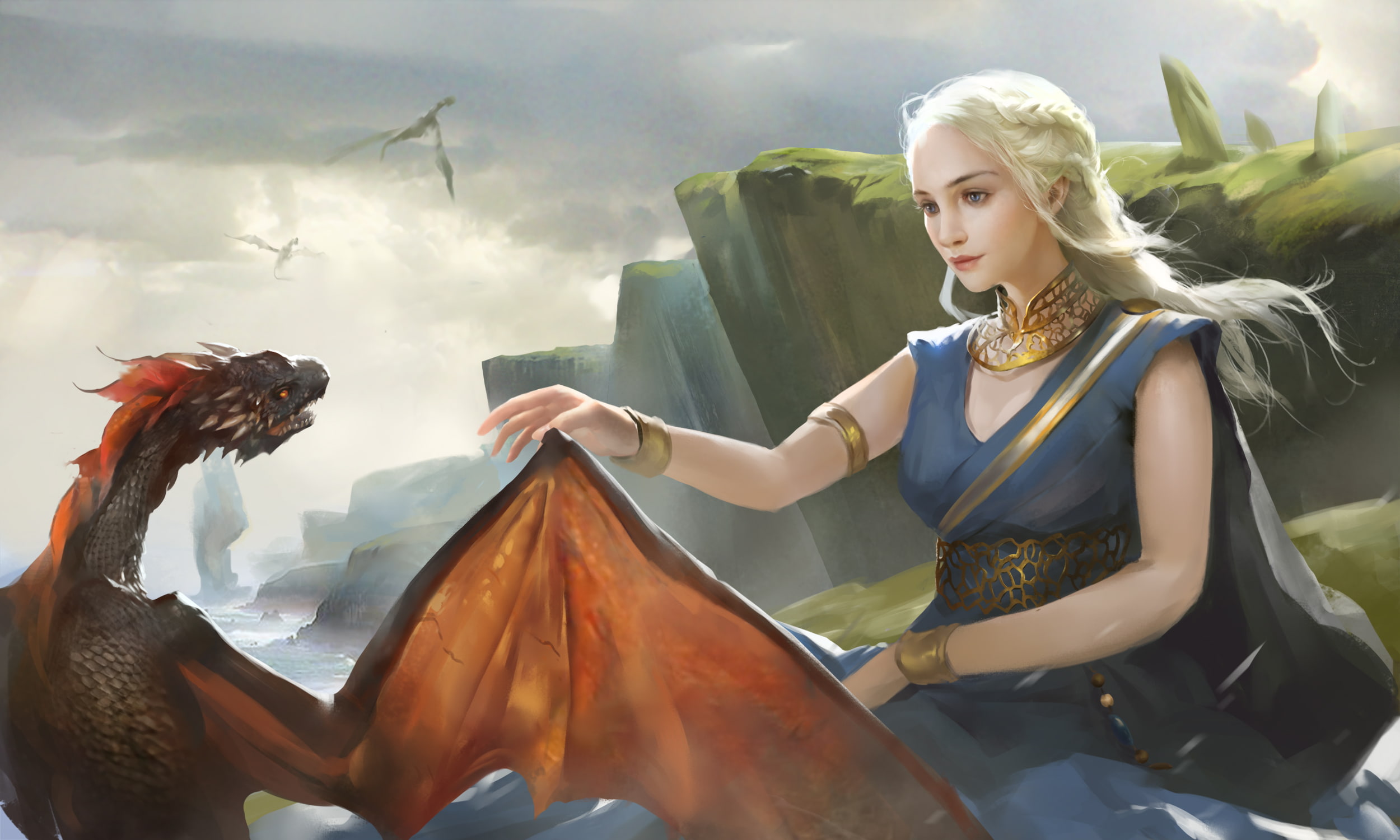 game of thrones season 8, women, game of thrones, hairstyle, blond hair, nature, fashion, beautiful woman, one person, tv shows, artwork, animal wildlife, HD Wallpaper