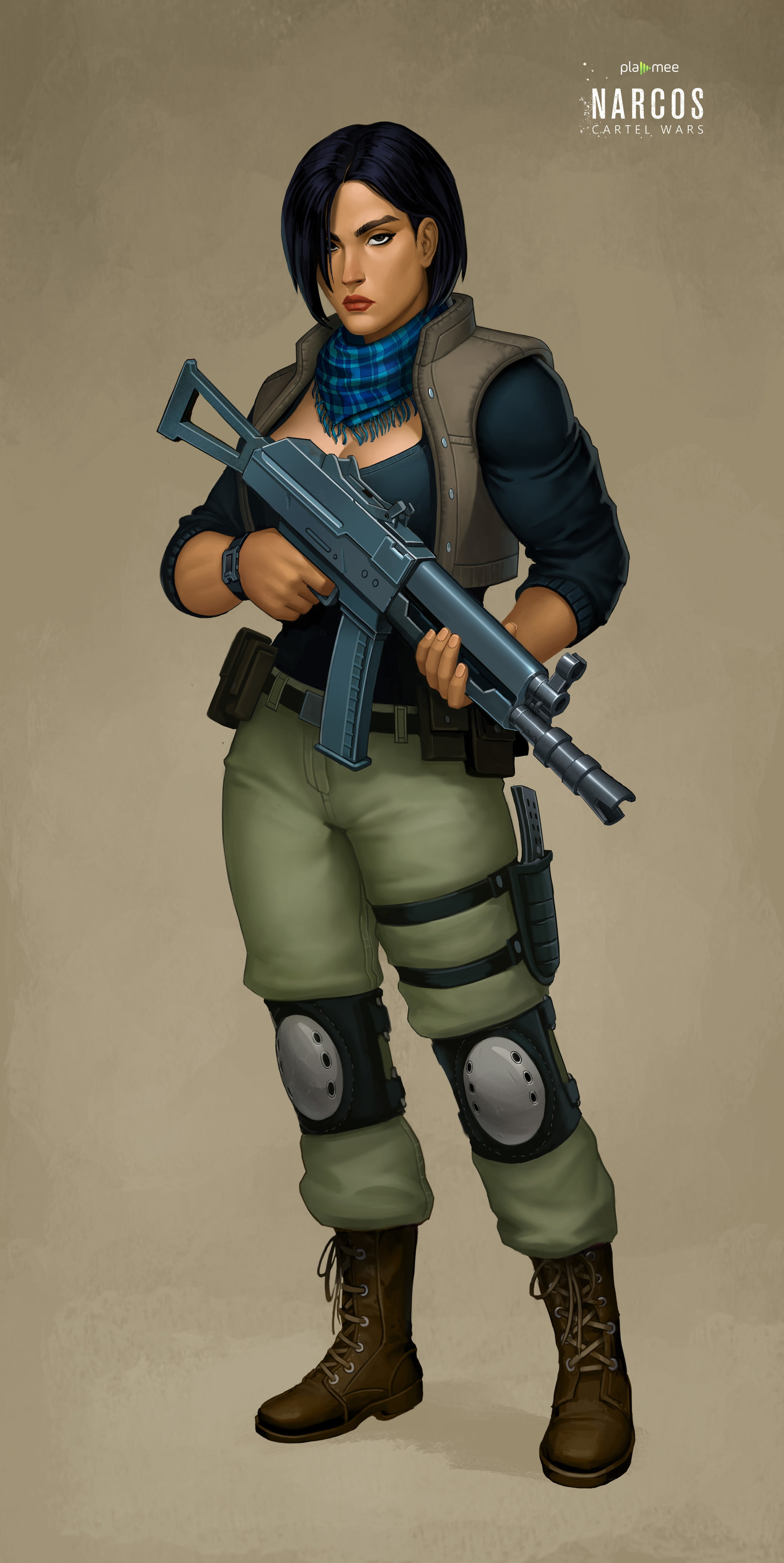 Concept Art, women, brunette, Rifles, Narcos, Erik Diziron, 2K, Phone HD Wallpaper
