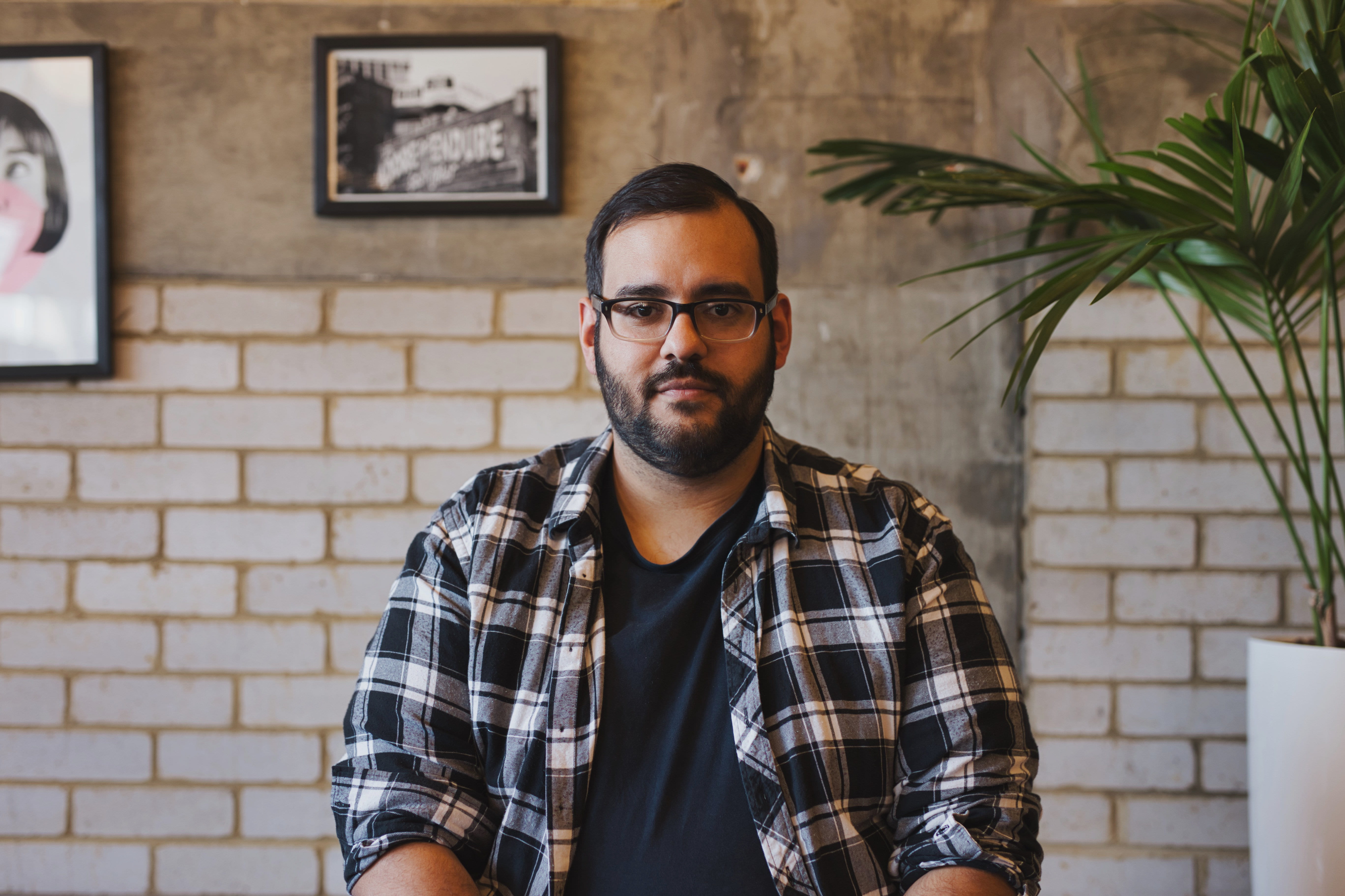 one person, young adult, beard, young men, eyeglasses, looking at camera, wearing, portrait, waist up, hairstyle, front view, shirt, hipster - person, creative exec, HD Wallpaper
