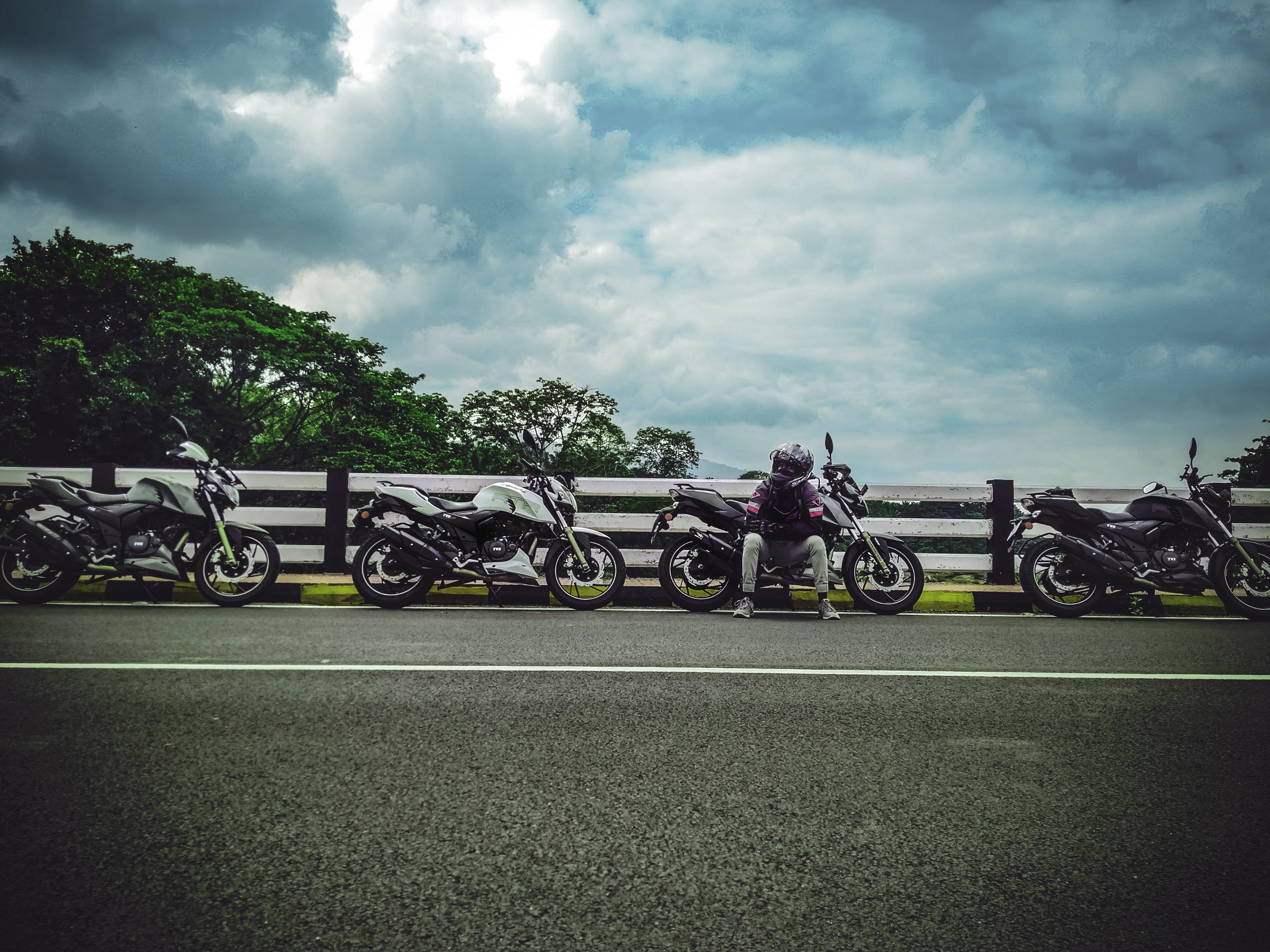 wheel, mode of transportation, plant, street, beside, sky, skies, outdoors, sitting, pavement, motorcycle, hurry, ride, transportation, nature, clouds, HD Wallpaper
