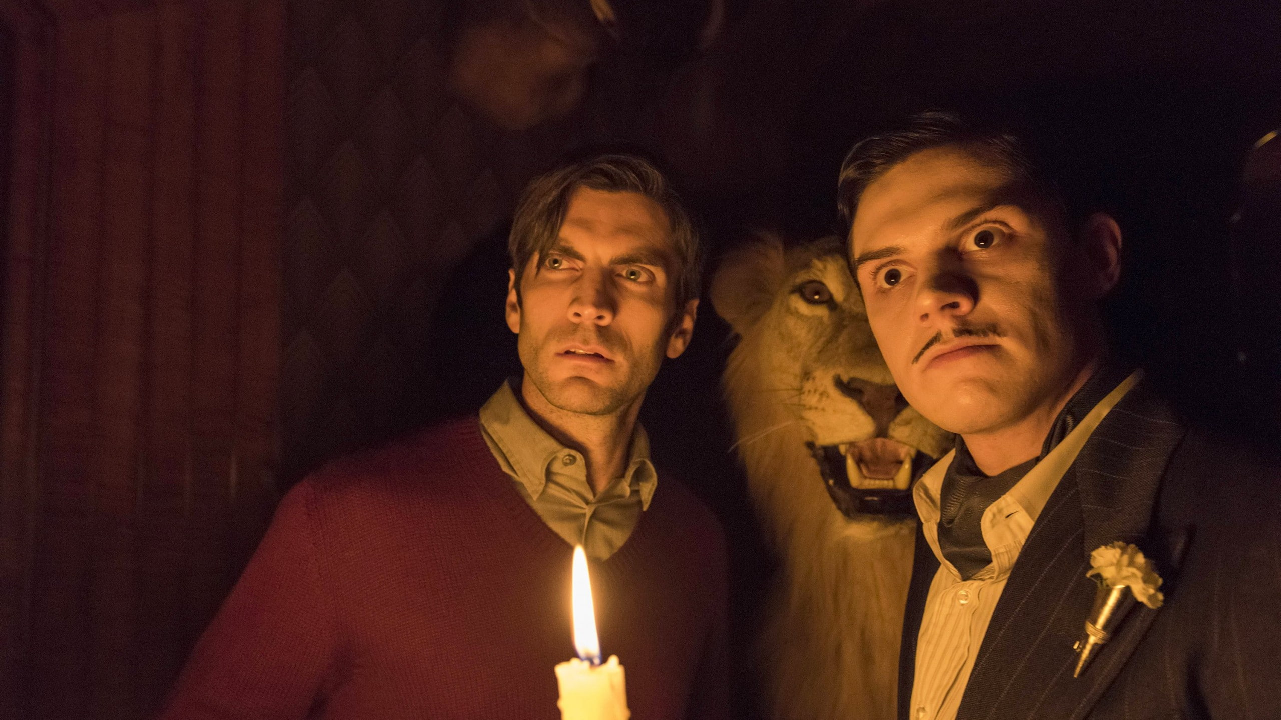 jacket, candle, shirt, maroon, lion, American Horror Story Hotel, beside, man, standing, Best TV series, 2K, holding, Evan Peters, season 5, suit, HD Wallpaper