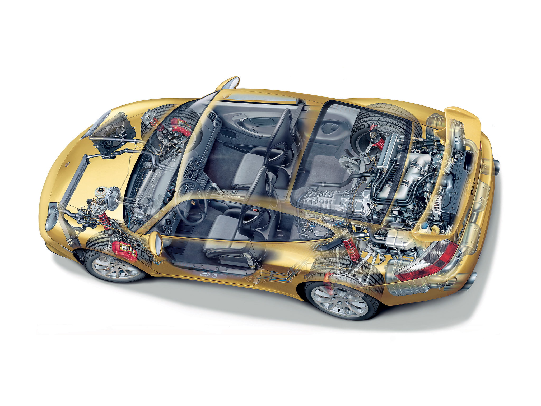 2003, porsche, 911, gt3, mkii, cutaway, 1080P, 996, HD Wallpaper