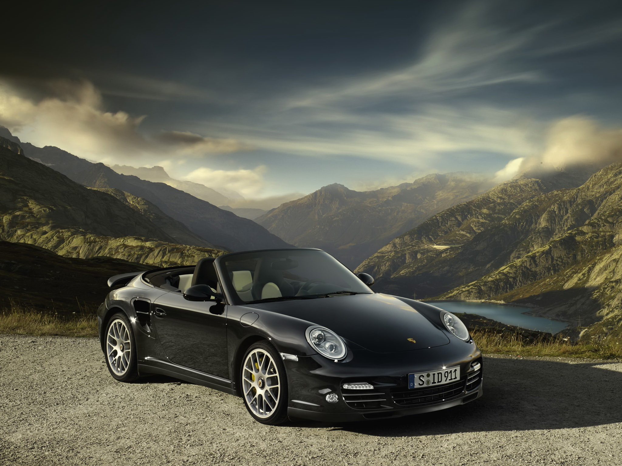 sky, cloud - sky, tranquil scene, turbo, beauty in nature, transportation, mountain, road trip, environment, 997, 911, stationary, car, 2010, no people, HD Wallpaper