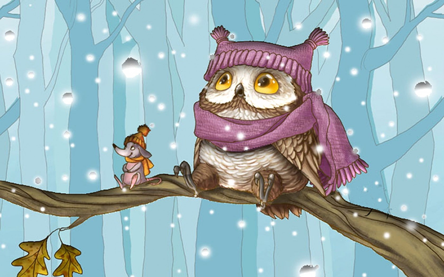 720P, owl, birds, winter, snow, branch, HD Wallpaper