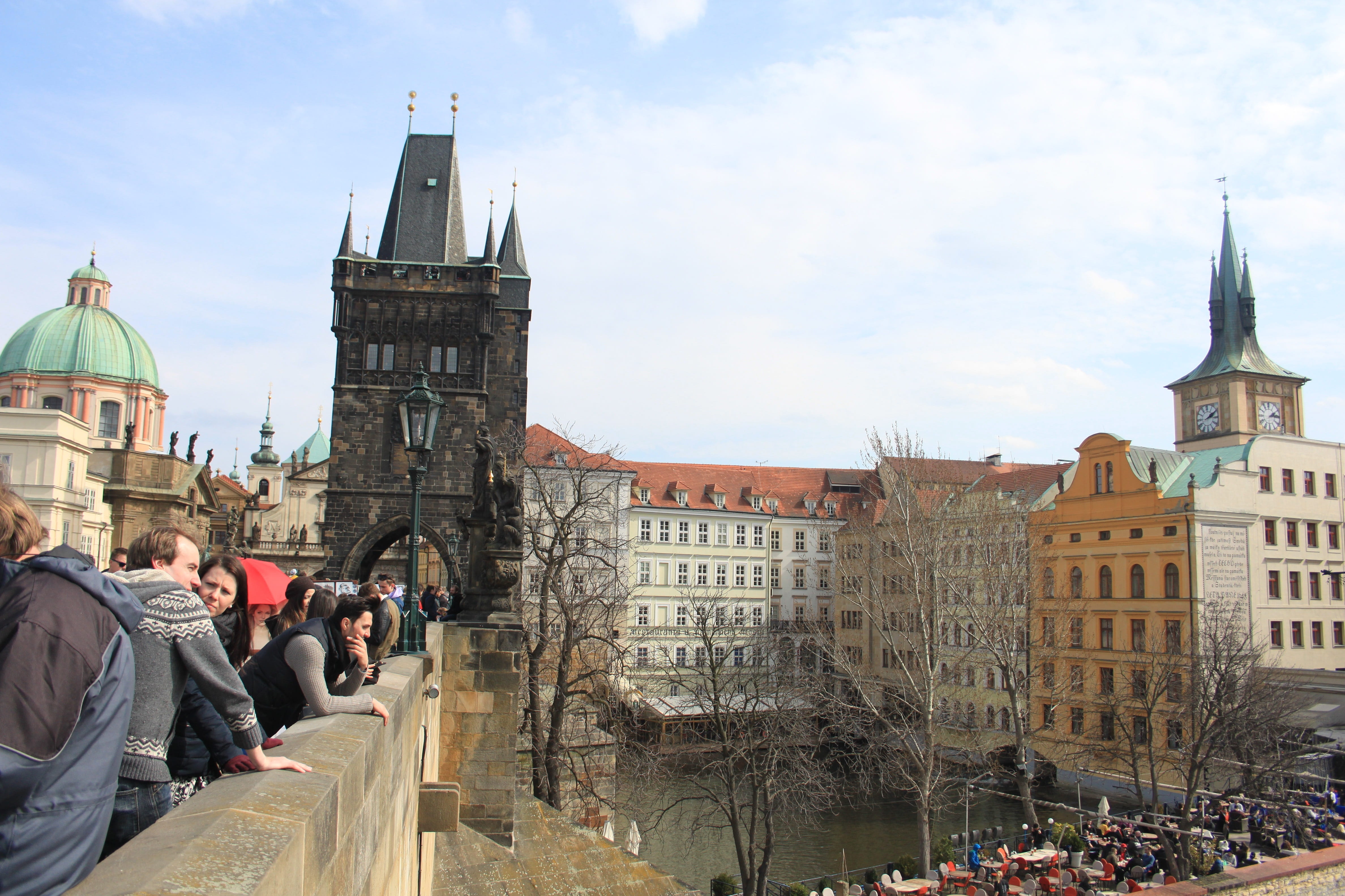tourism, large group of people, day, building exterior, charles bridge, cloud - sky, women, belief, building, europe, 4K, group of people, built structure, HD Wallpaper