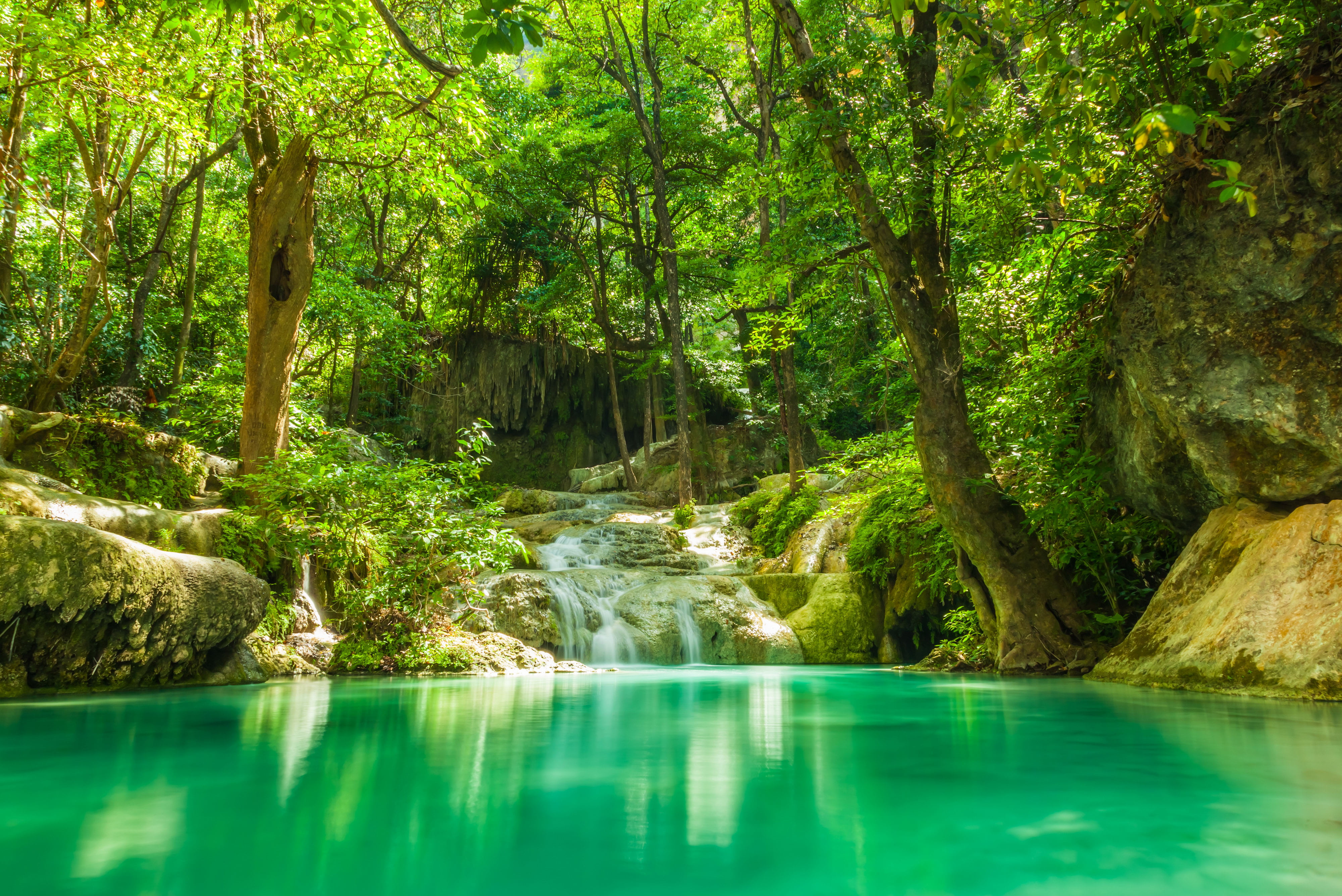 travel, idyllic, water, flowing Water, tranquil Scene, rapid, scenics, woodland, wet, jungle, stream, swimming pool, green Color, mountain, heaven, greens, HD Wallpaper