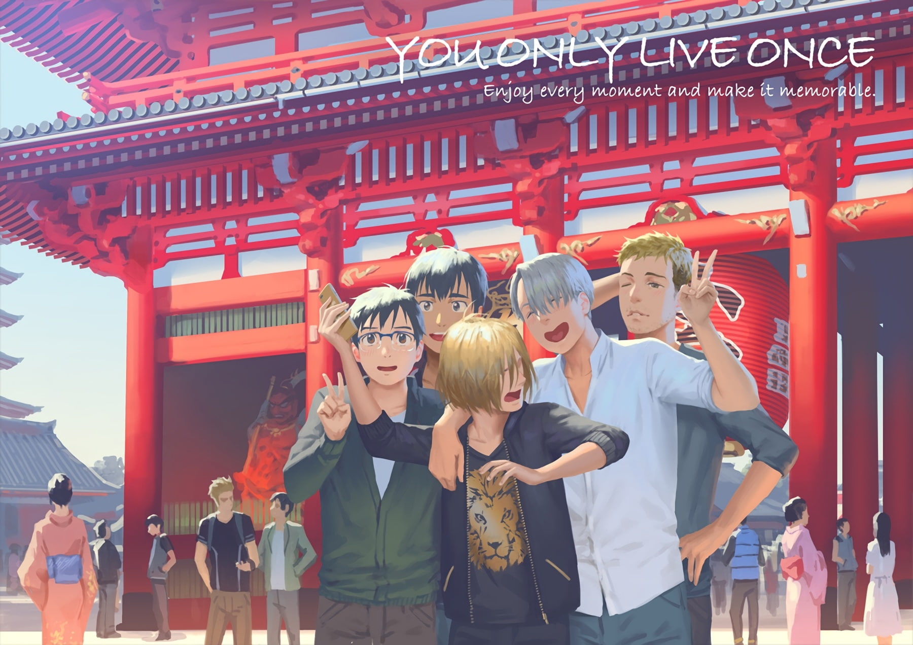720P, plisetsky yuri, viktor nikiforov, yuri on ice, outdoors, daughter, architecture, adult, building exterior, red, childhood, people, katsuki yuuri, HD Wallpaper