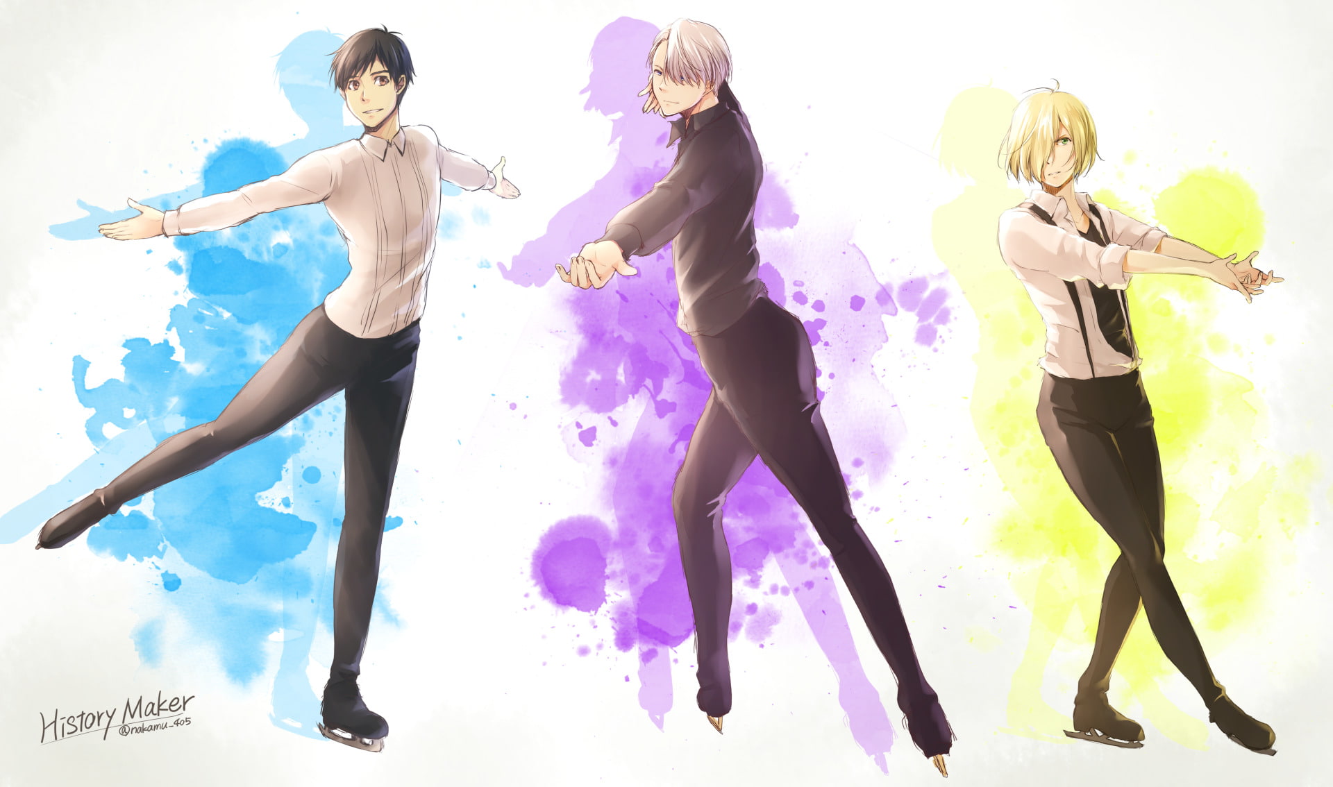 Anime, leisure activity, Yuuri Katsuki, people, friendship, white background, clothing, adult, young women, studio shot, women, young adult, Yuri Plisetsky, HD Wallpaper