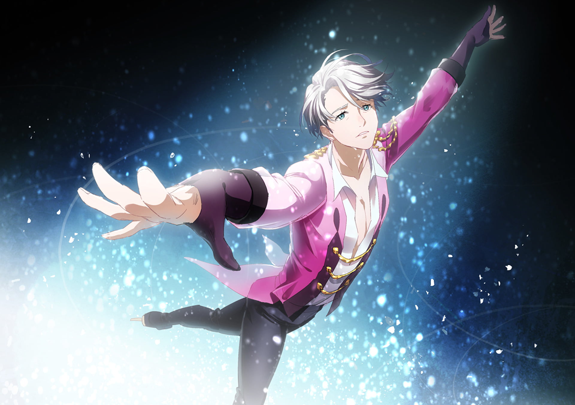 blue, winter sport, arts culture and entertainment, young adult, human body part, 1080P, one person, event, adult, Anime, females, Yuri!!! on Ice, illustrations, HD Wallpaper