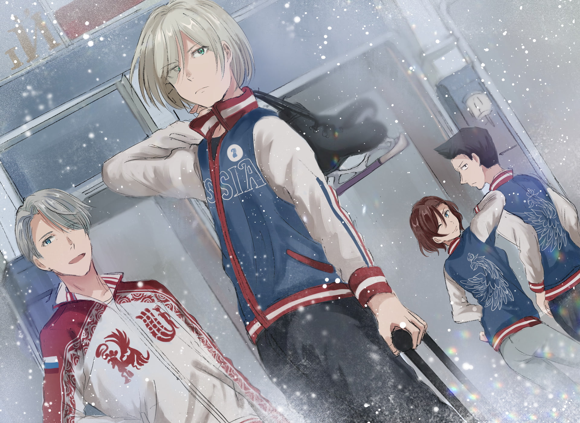 Yuri!!! on Ice, Anime, Mila Babicheva, Viktor Nikiforov, Georgi Popovich, Yuri Plisetsky, 1080P, HD Wallpaper