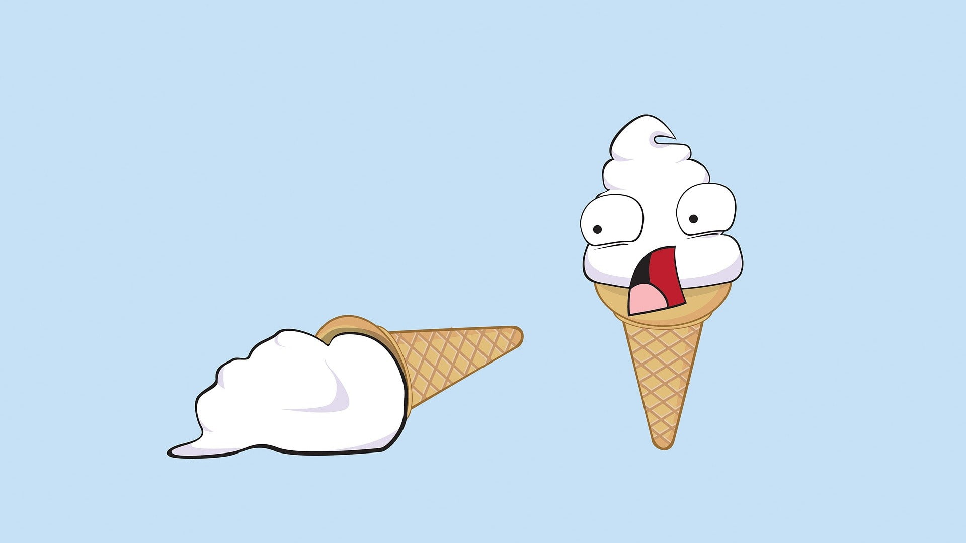 cut out, ice cream, humor, copy space, colored background, studio shot, blue background, blue, love, animal, positive emotion, creativity, indoors, no people, HD Wallpaper