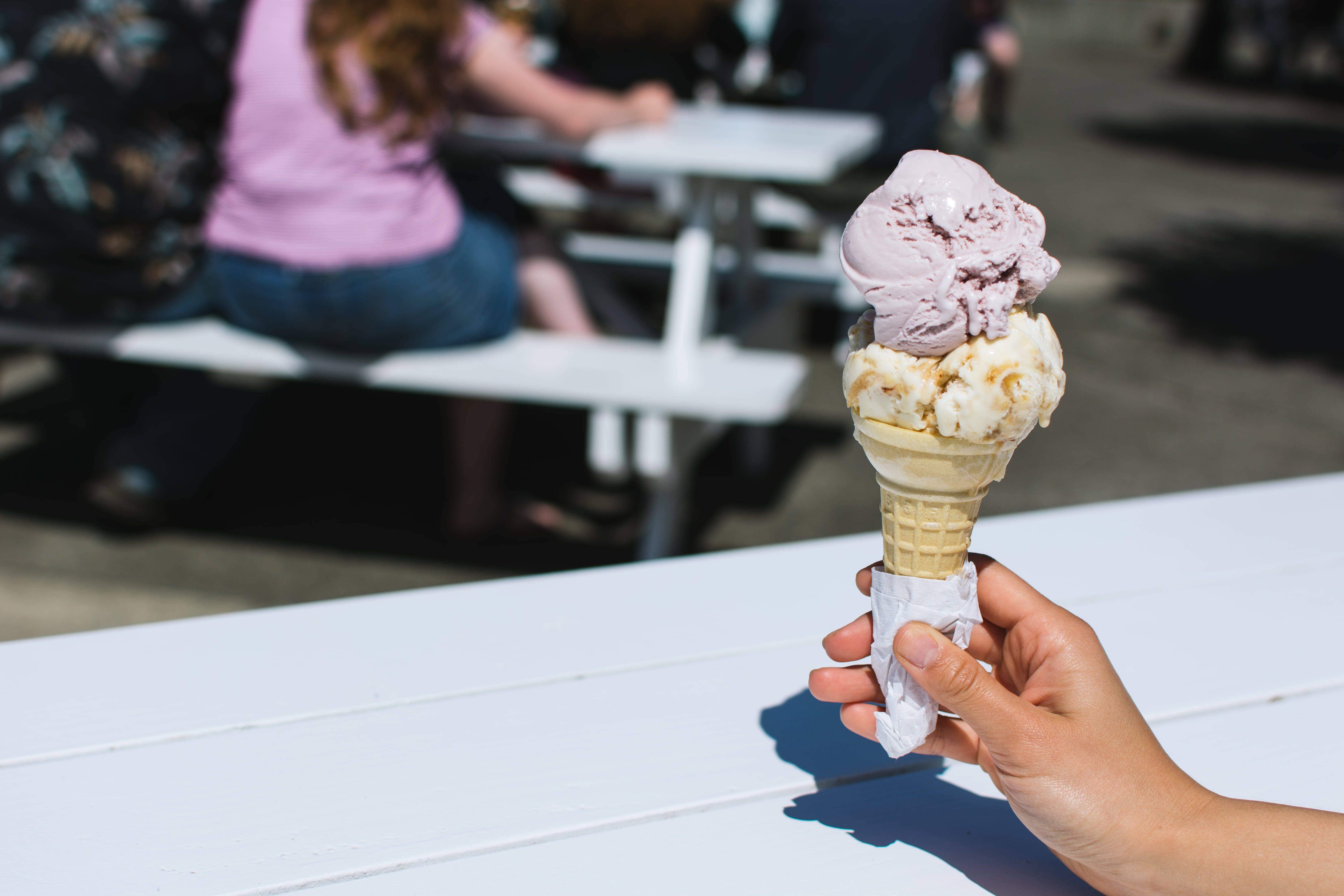 human hand, outdoors, human body part, ice Cream Cone, ice, frozen food, outside, unhealthy eating, dairy product, gelato, indulgence, snack, ice Cream, HD Wallpaper