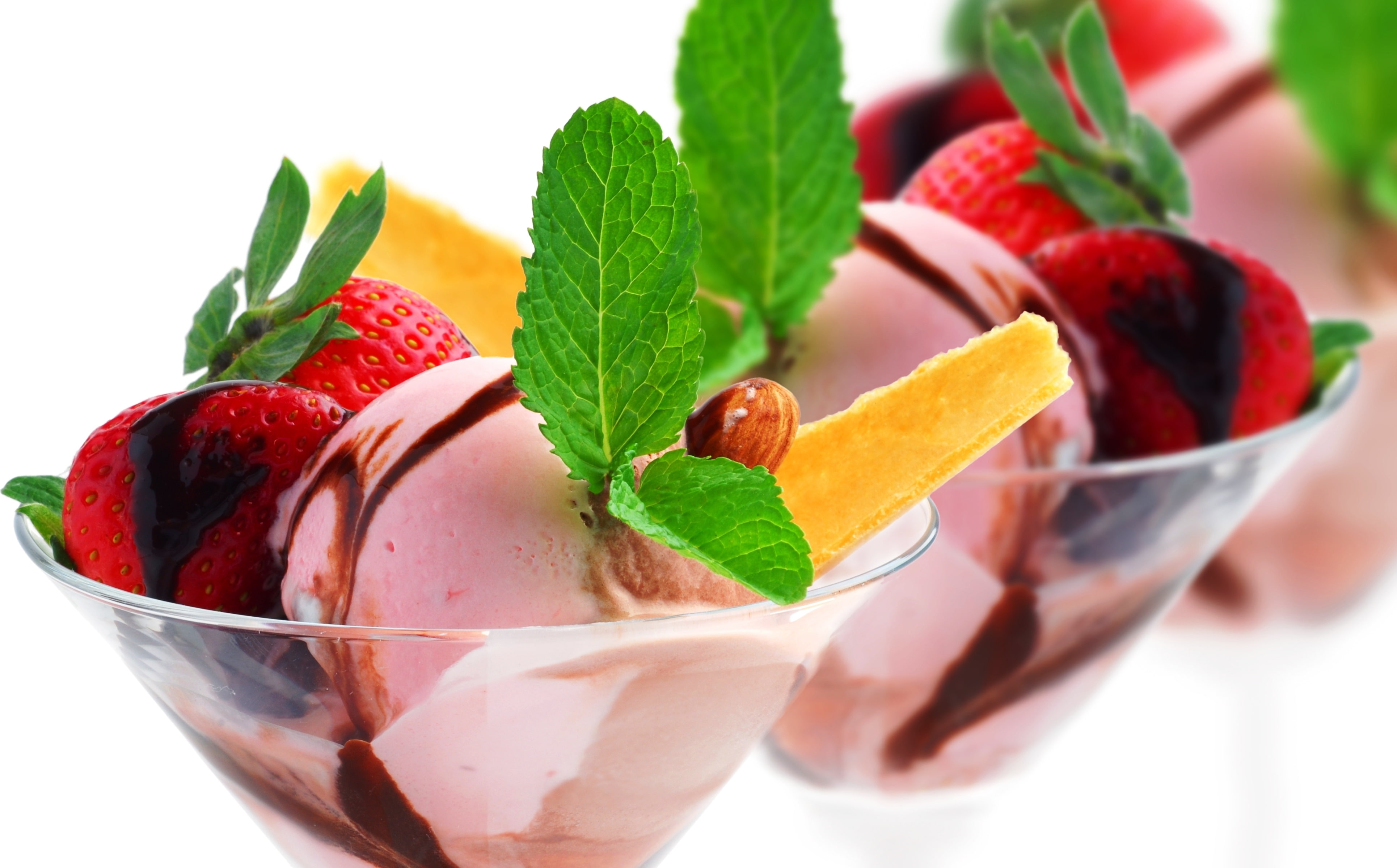 strawberry, close, ice cream, cream, 4K, food, close up, ice, HD Wallpaper
