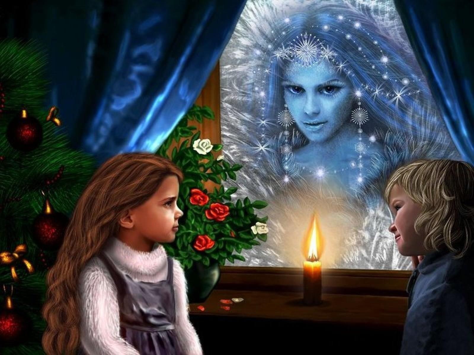 fantasy, woman, snow, flowers, 720P, kids, queen, HD Wallpaper