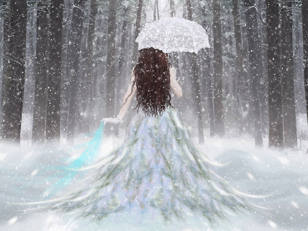 s, 3D, warm clothing, one person, snow, Others, clothing, outdoors, cold temperature, snow queen, motion, gown, d, real people, 3d snow, hairstyle, white, HD Wallpaper