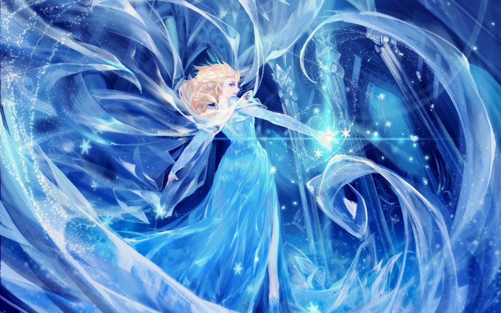 ice, artwork, Princess Elsa, Frozen (movie), 720P, movies, HD Wallpaper