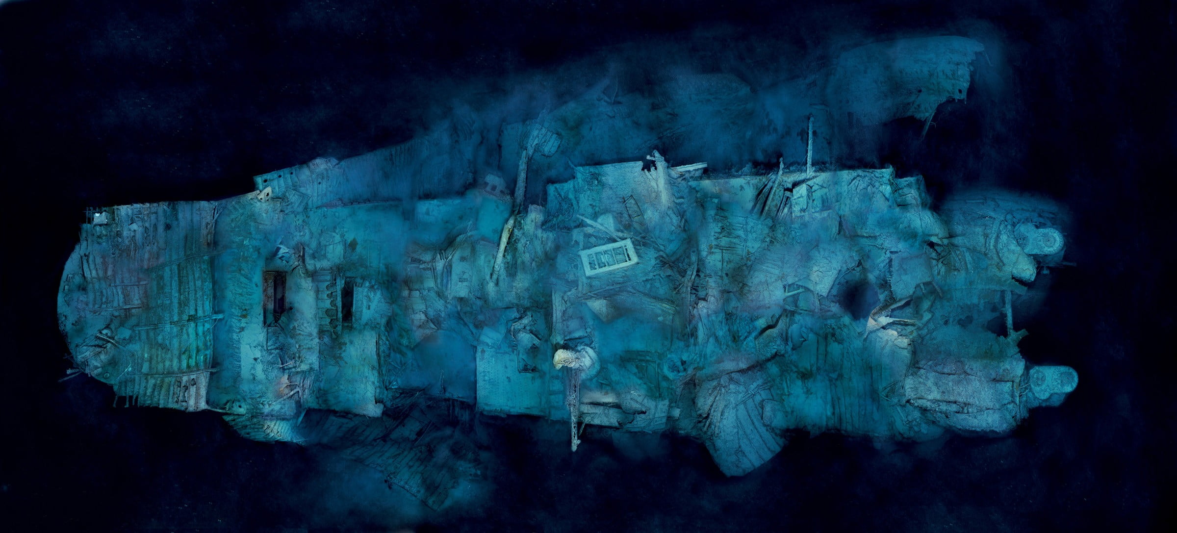 spooky, indoors, close-up, cave, rock, wreck, Titanic, solid, mystery, textured, no people, nature, dark, frozen, blue, 1080P, surreal, illuminated, horror, HD Wallpaper