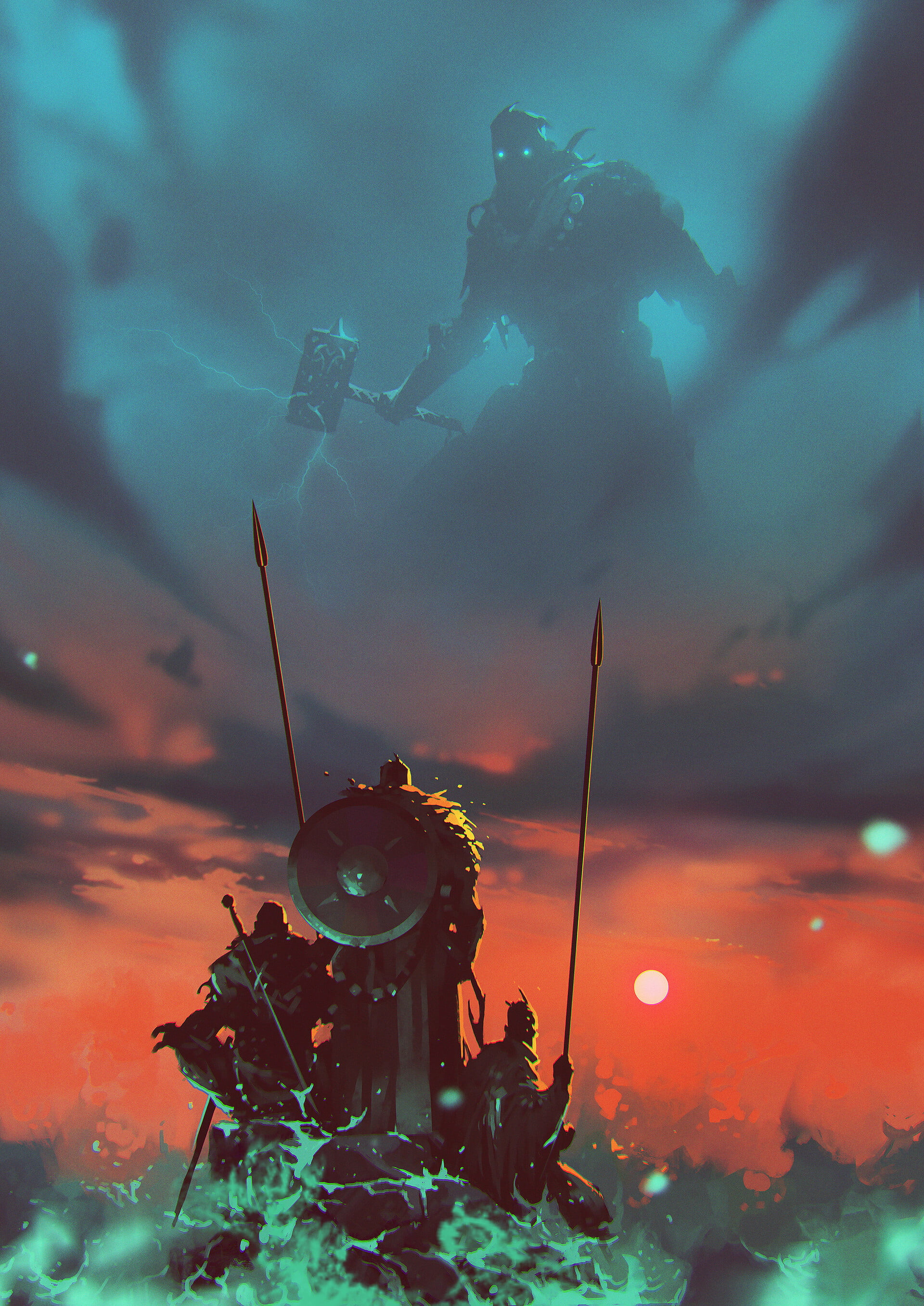 God, Vikings, artwork, 2K, Thor, Phone HD Wallpaper