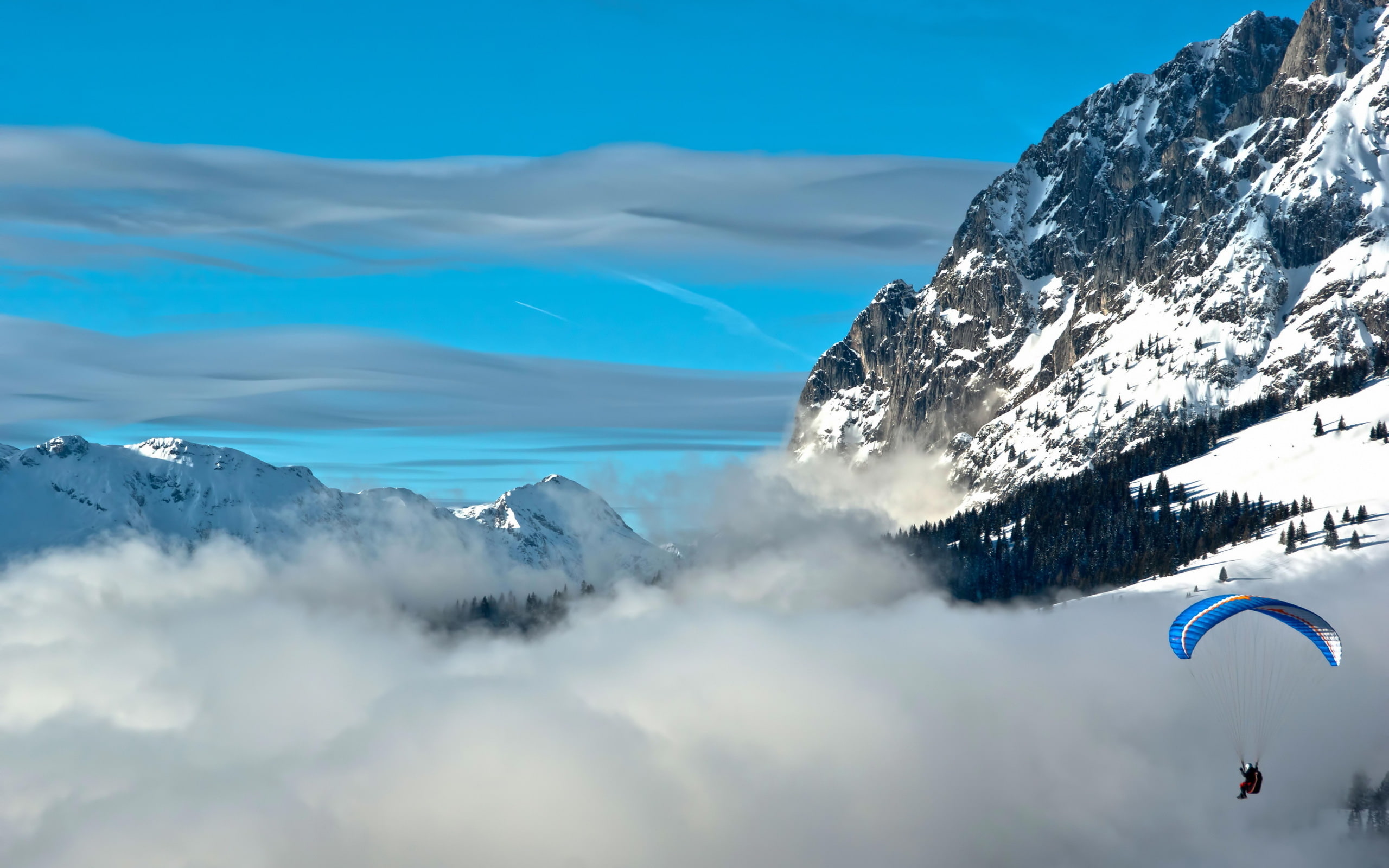 2K, capped, mountains, ice, sports, hd, parachuting, daytime, HD Wallpaper