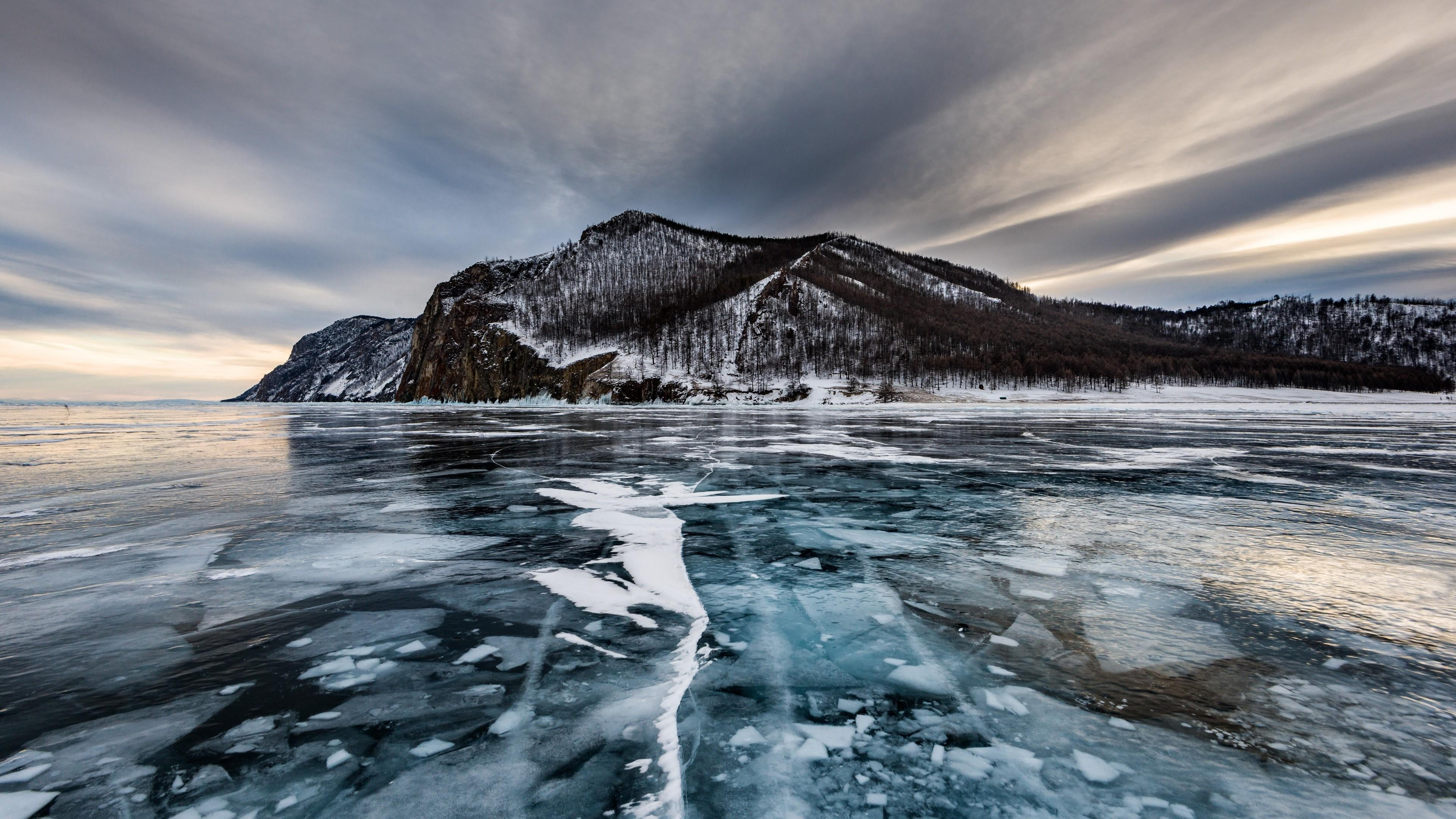 scenics - nature, snowcapped mountain, cloud, glacial landform, frozen, environment, sea, no people, landscape, baikal, russia, beauty in nature, arctic ocean, HD Wallpaper