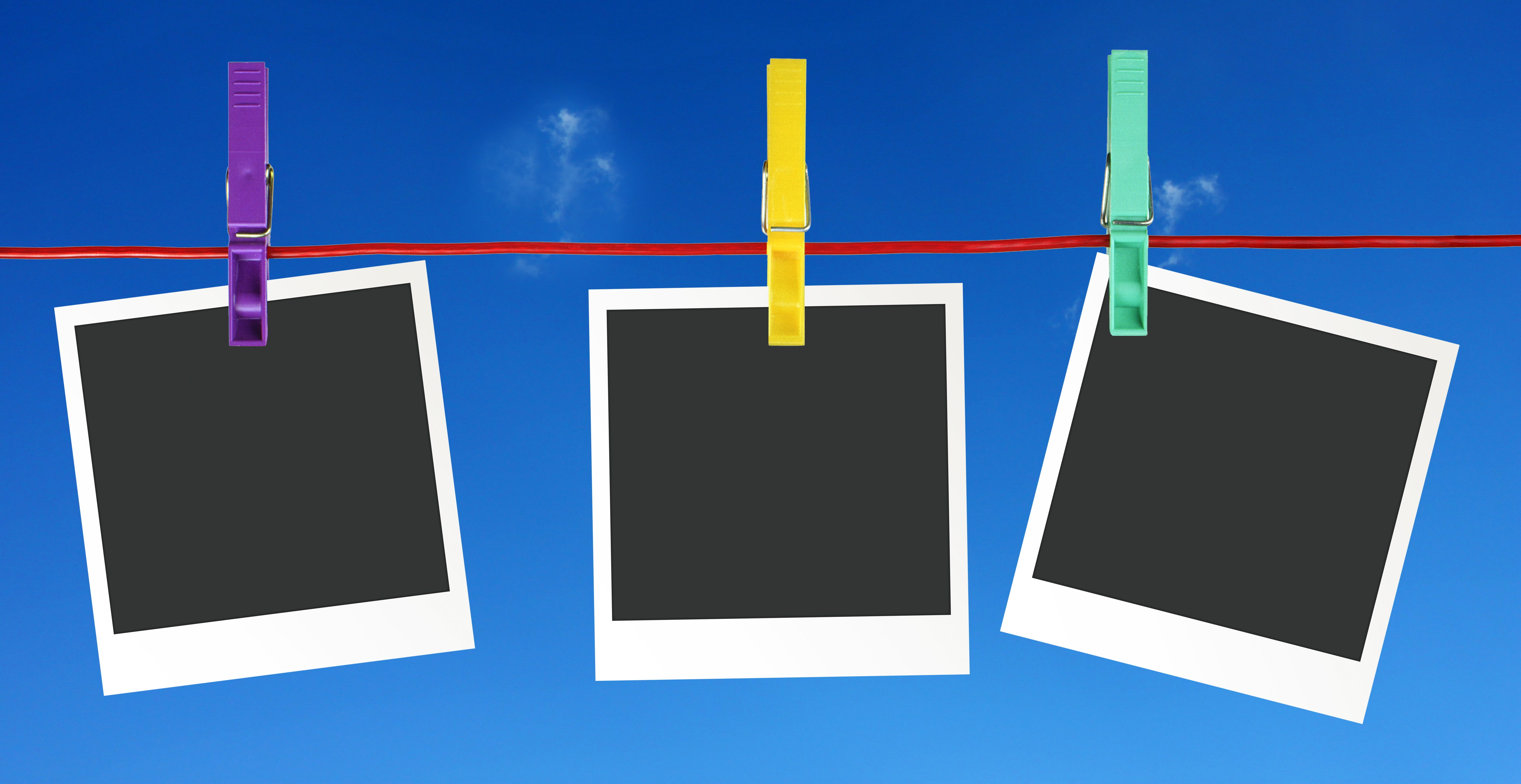 no people, clothesline, clothespin, studio shot, sky, cut out, white color, black color, suspended, paper, clothes peg, blue background, group of objects, HD Wallpaper