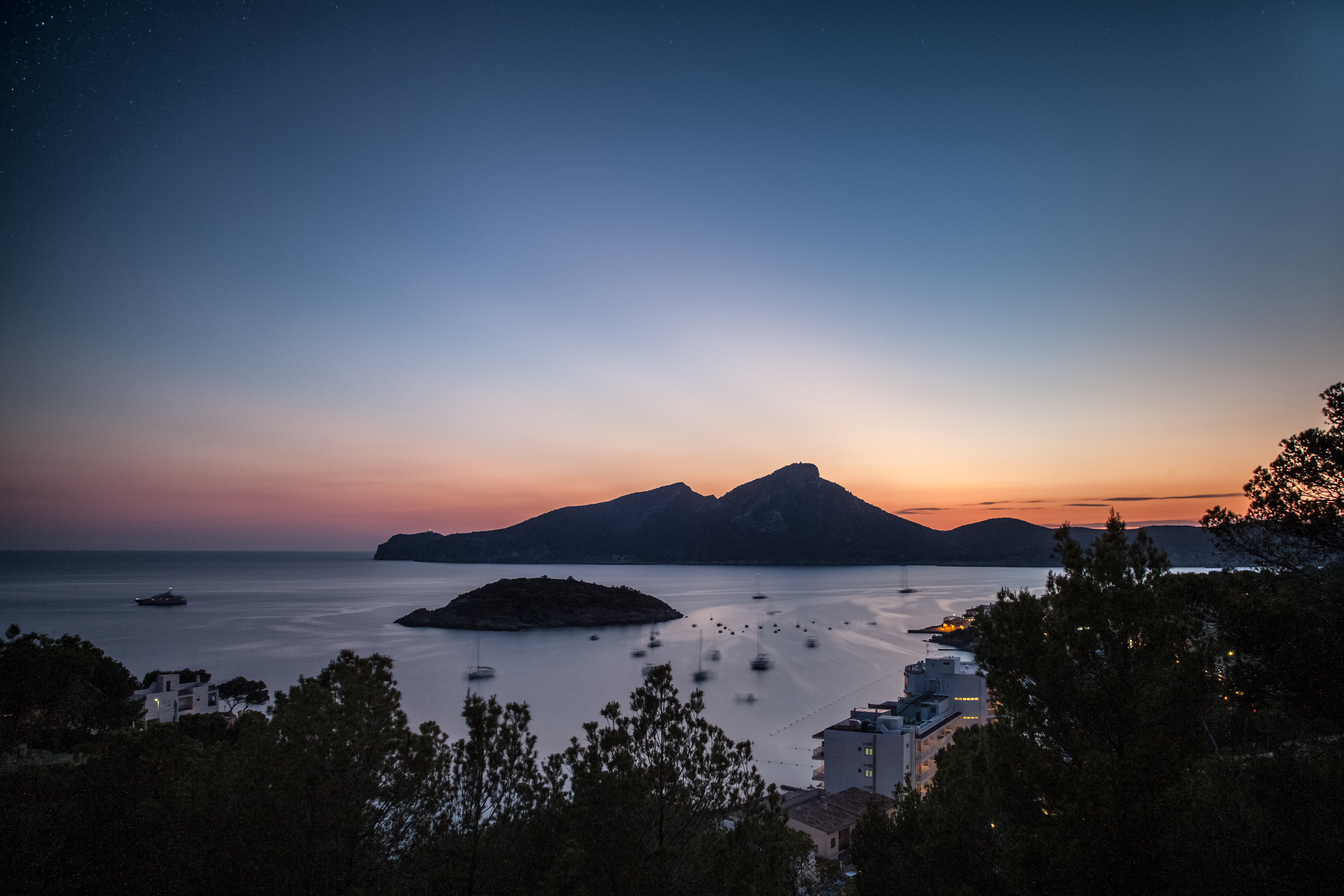 volcano, body of water, nature, Playa, mountain, Sant  Elm, water, Beach, 5K, Mallorca, sea, Dragonera, body, Majorca, Sunset, scenics, HD Wallpaper