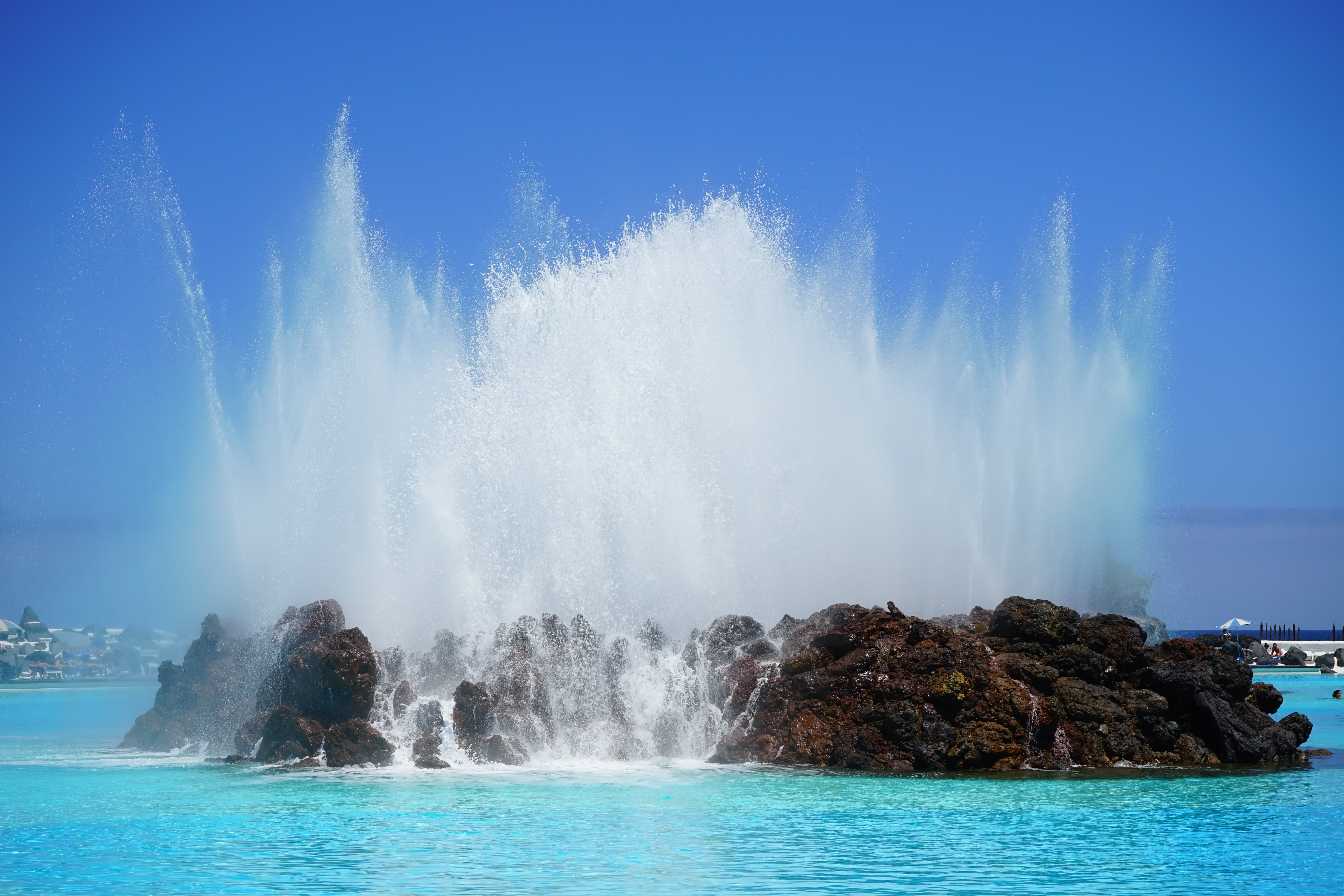 beauty In Nature, tourism, beach, power in nature, solid, splashing, water, blue, scenics - nature, summer, coastline, long exposure, vacations, landscape, HD Wallpaper