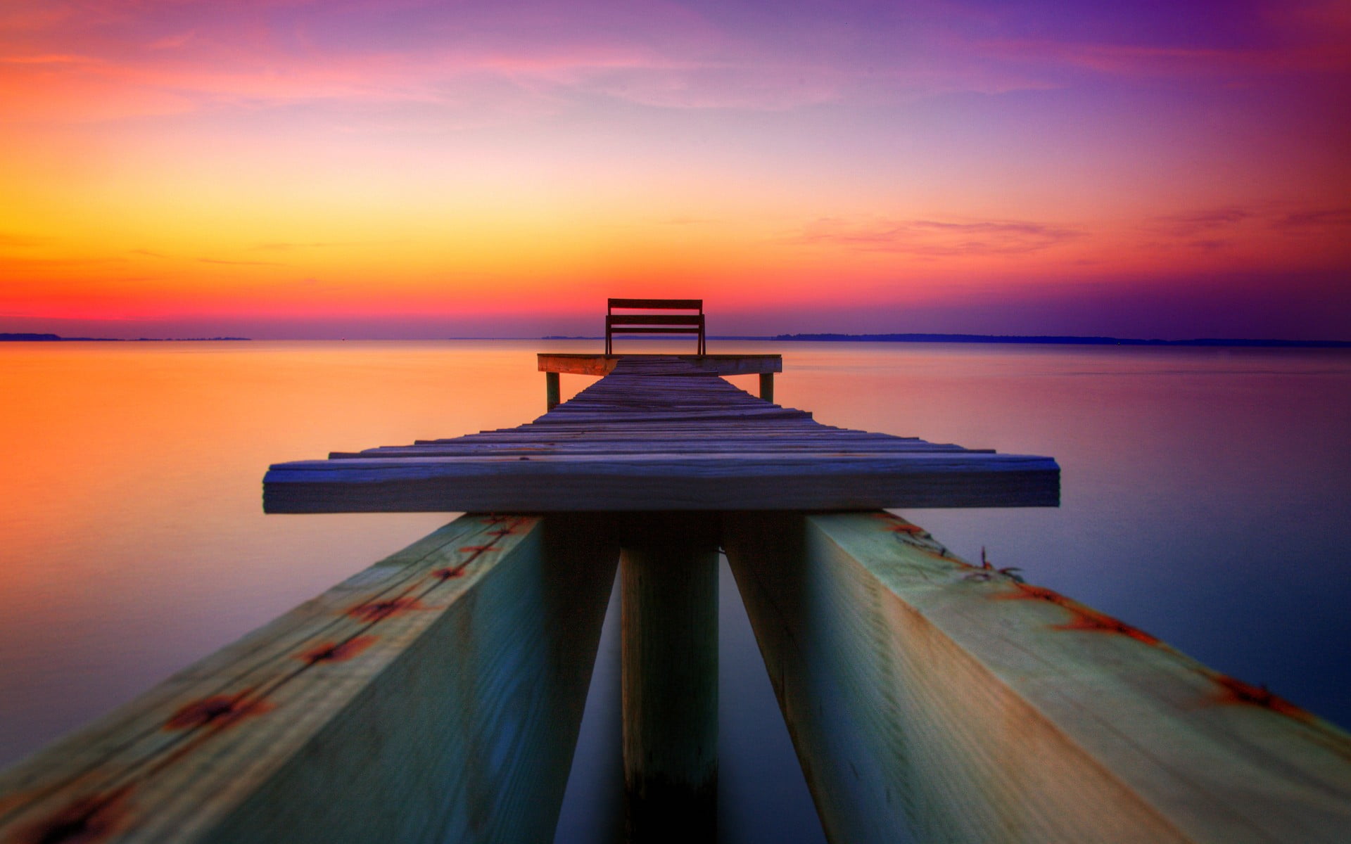 nature, architecture, brown, scenics - nature, wood, wood - material, dock, golden, clouds, hour, wooden, sunset, water, reflection, pier, horizon, no people, HD Wallpaper
