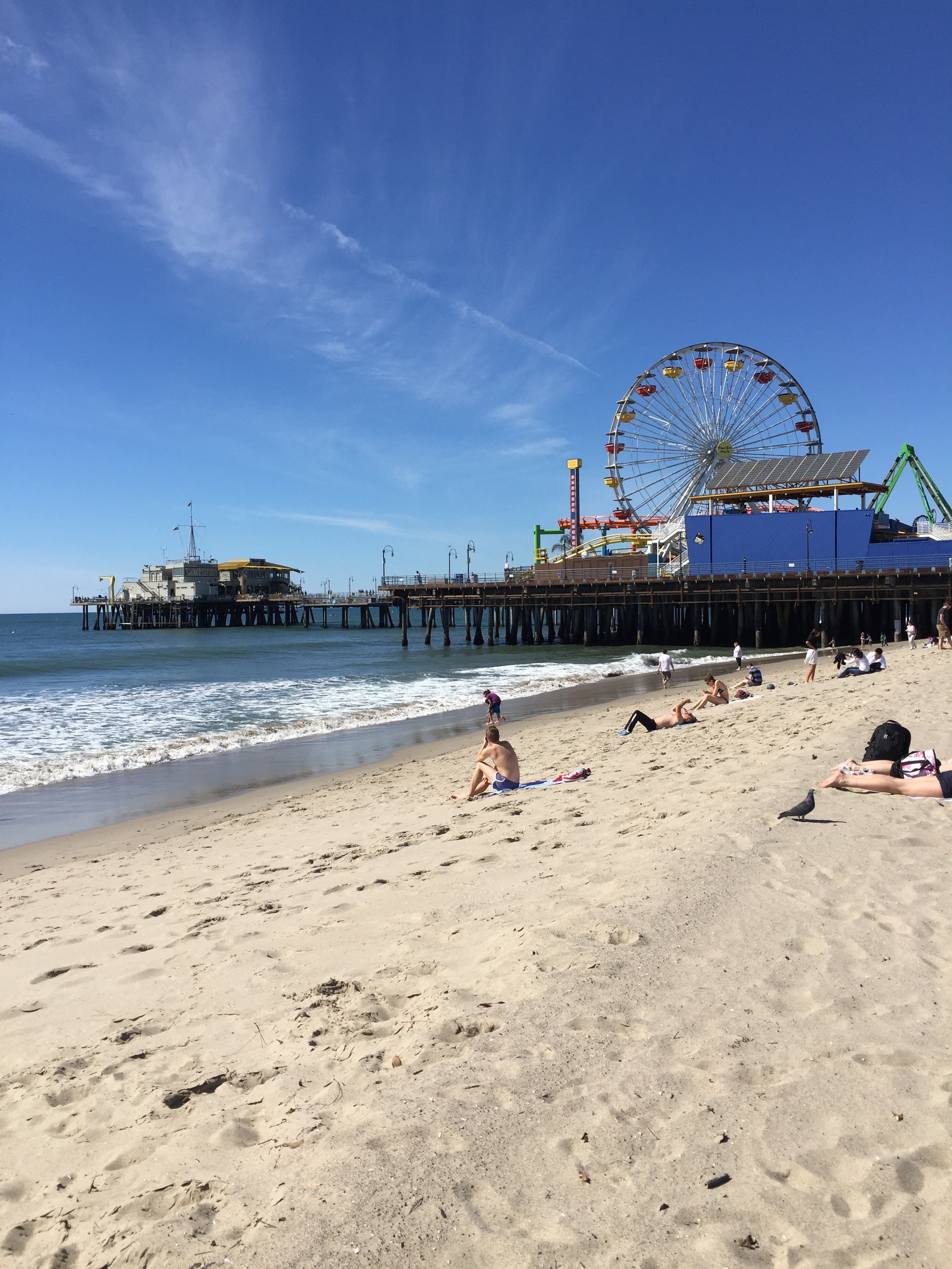 architecture, nature, ferris wheel, sky, amusement park, vacation, monica, lifestyles, pacific, day, santa monica, outdoors, land, travel, beach, sand, Phone HD Wallpaper