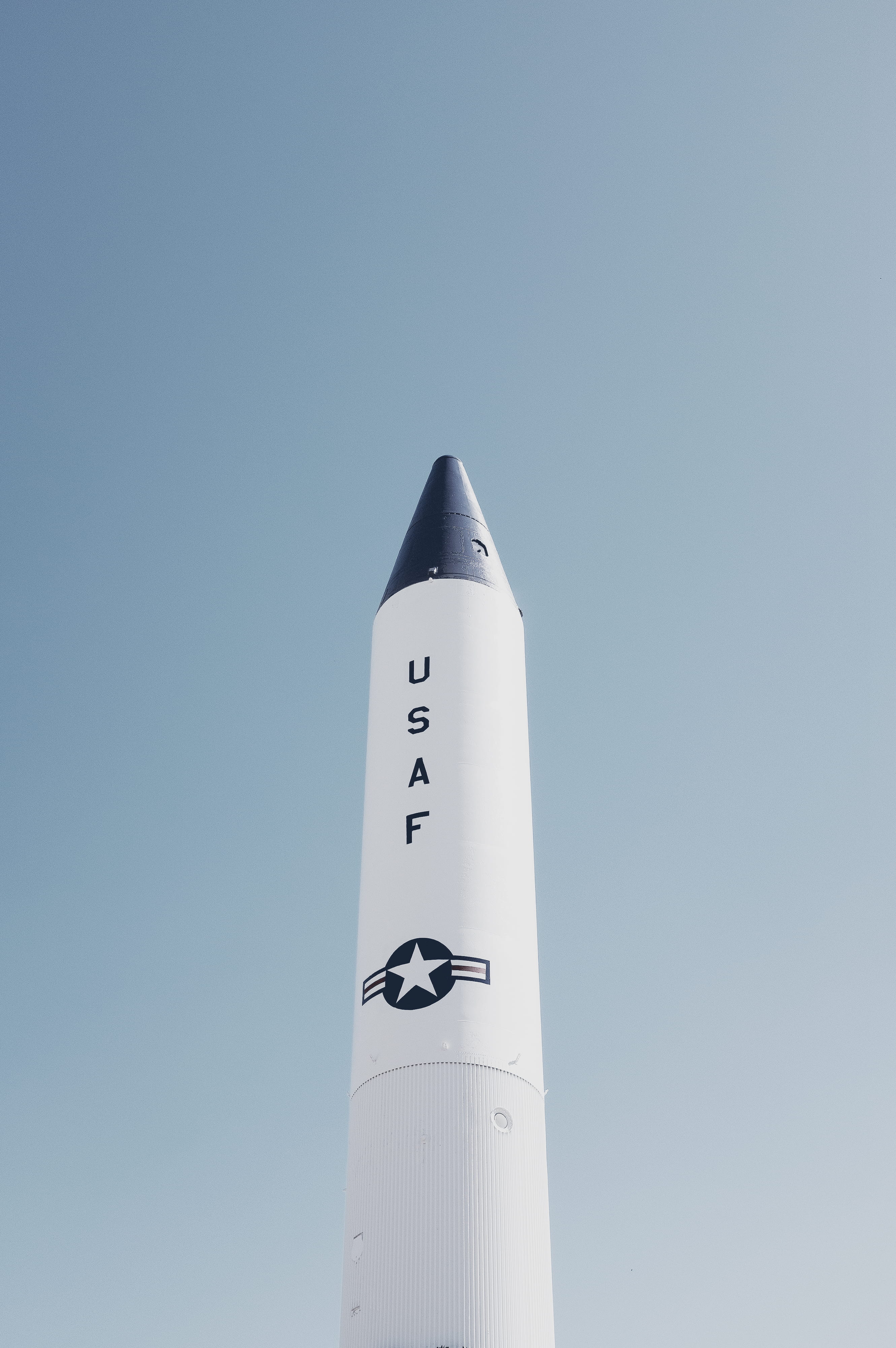 rocket, sunlight, communication, white color, cut out, clear sky, military, blue, 4K, number, low, no people, power, travel, nature, low angle view, clouds, Phone HD Wallpaper