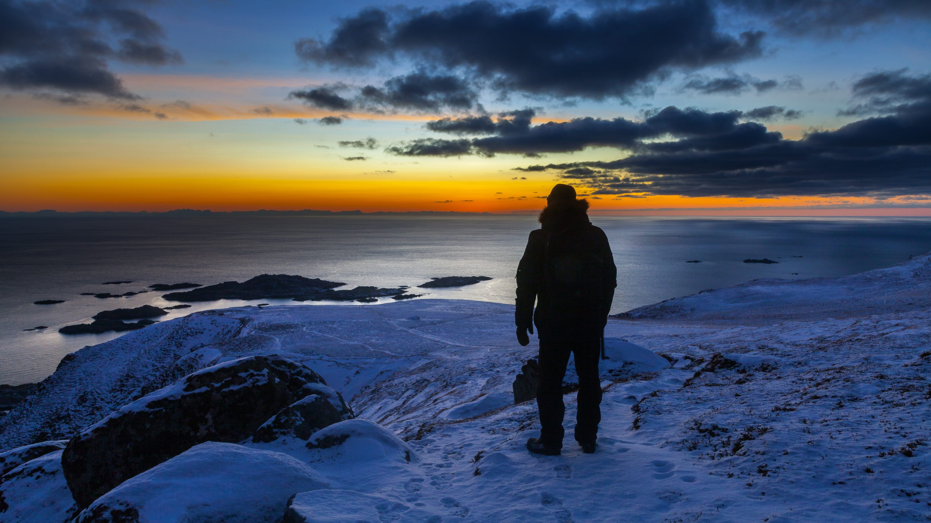 real people, standing, norwegian, 2K, ettergløden, arctic, sunset, landscape, land, sunrise, north, cloud - sky, winter, the nature of the, scenics - nature, HD Wallpaper