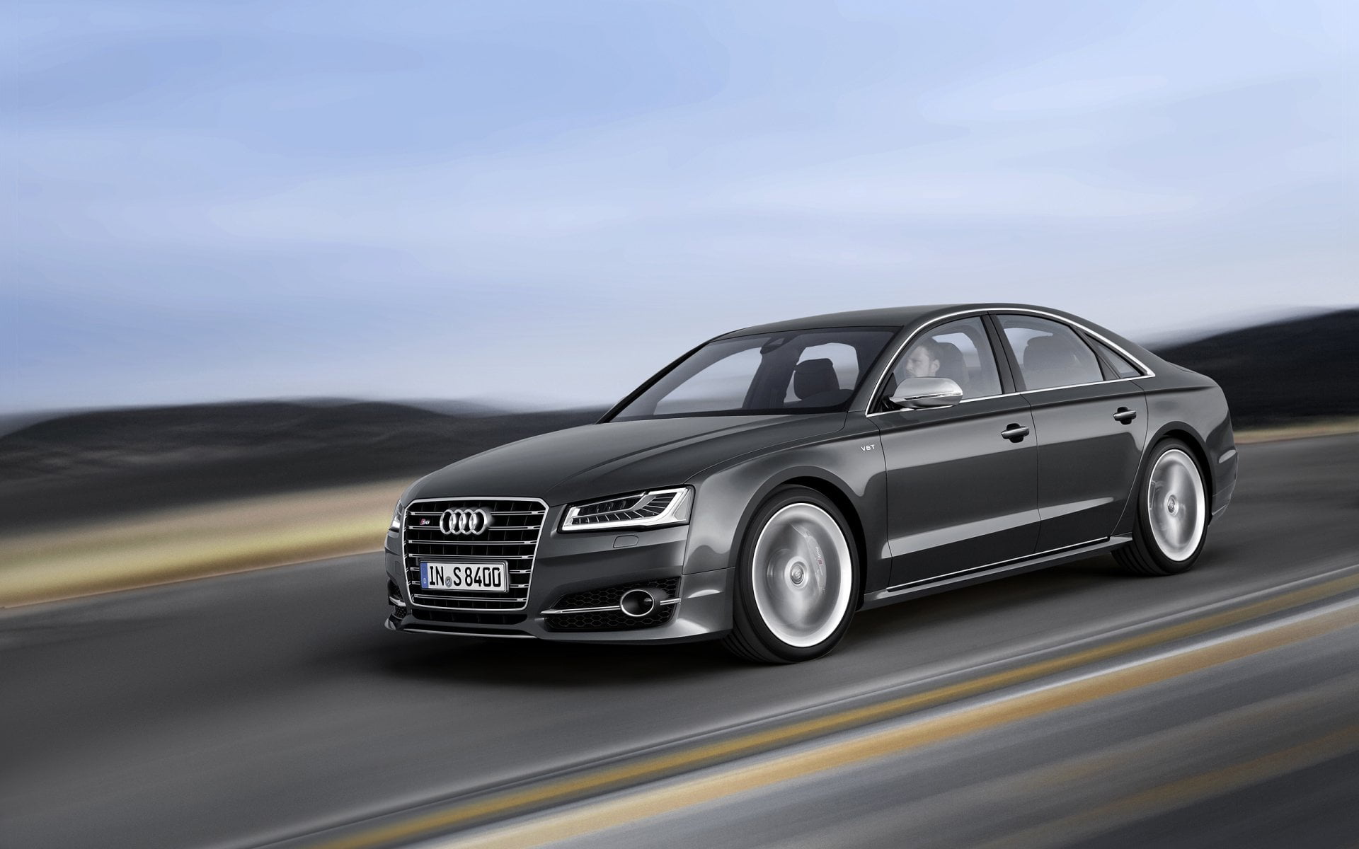 blurred motion, transportation, speed, sky, Audi, wheel, land vehicle, vintage car, outdoors, silver colored, nature, retro styled, car, Audi A8, motor vehicle, HD Wallpaper