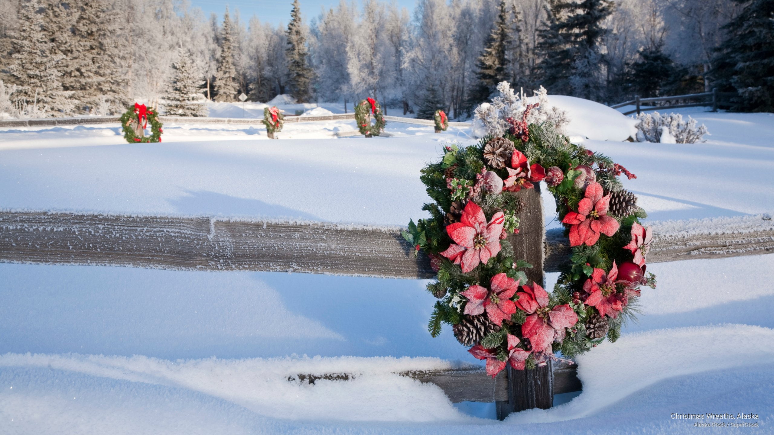 christmas, 2K, alaska, Holidays, wreaths, HD Wallpaper