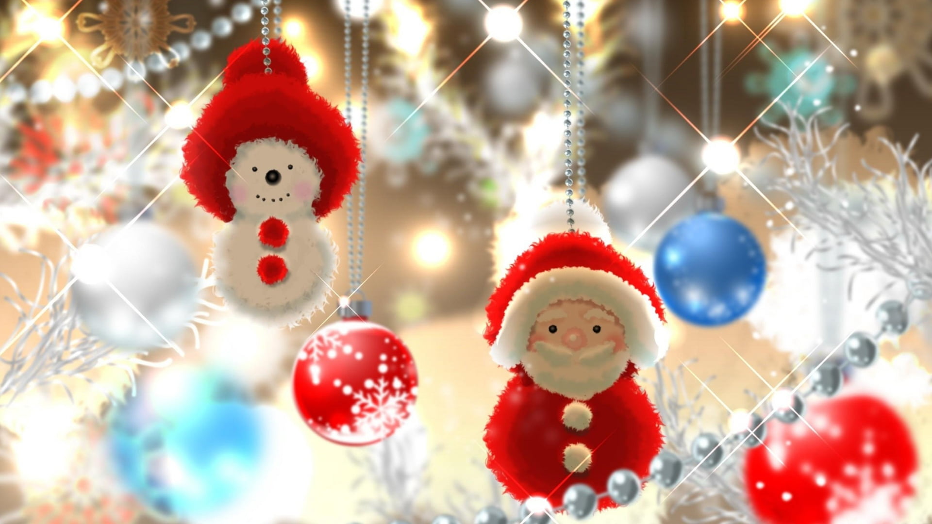 figure, fun, christmas tree, focus on foreground, ornament, decoration, bangle, cartoon, santa, no people, year, creation, illuminated, snowflake, art, HD Wallpaper