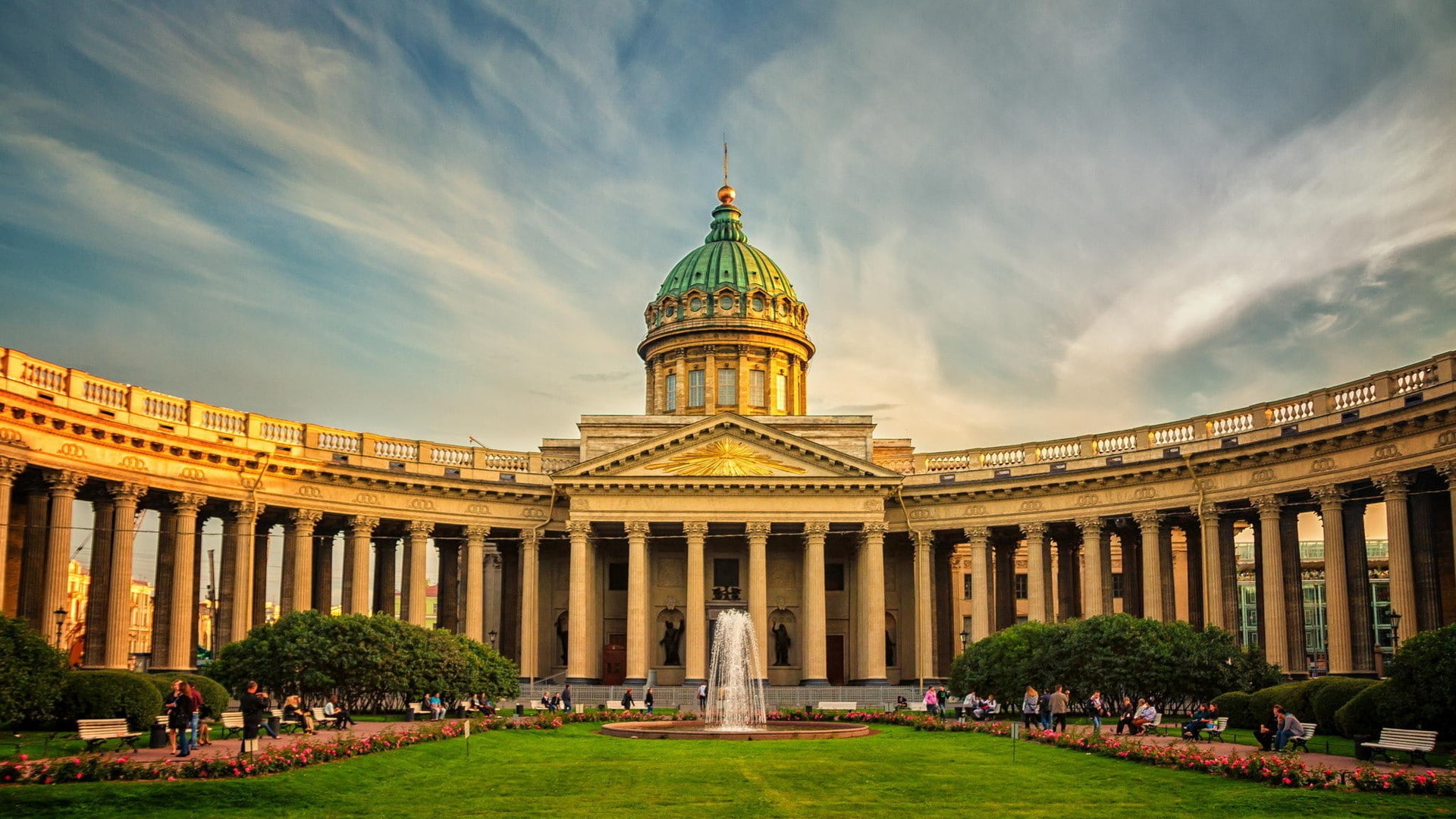 cloud - sky, building, architecture, tourism, building exterior, 1080P, built structure, city, landscape, outdoors, government, architectural column, St. Petersburg, HD Wallpaper