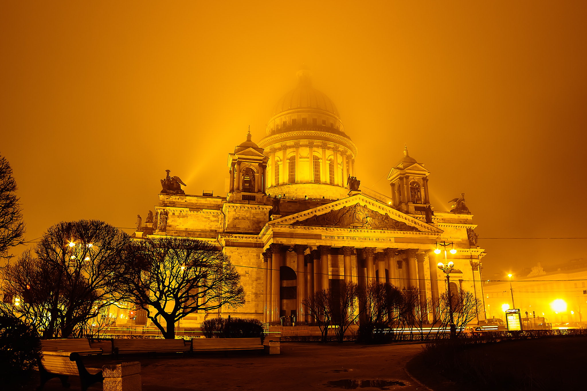 spirituality, lights, outdoors, architecture, travel destinations, plant, building exterior, belief, night, built structure, Andrey Metelkov, place of worship, HD Wallpaper