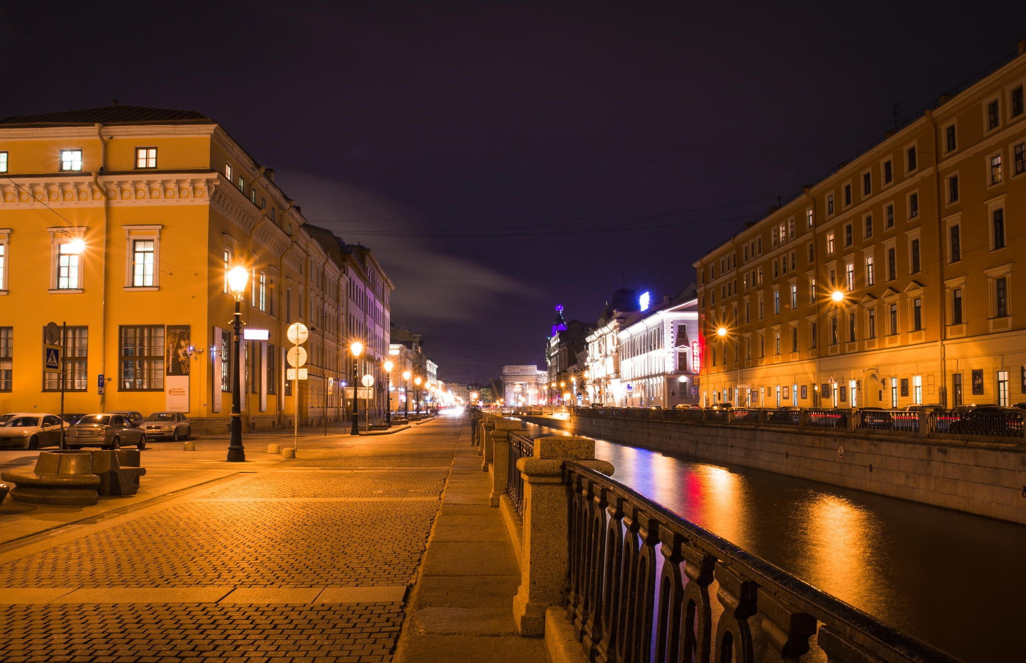 concrete, st, building, Russia, canal, spb, griboyedov, petersburg, white, St. Petersburg, 1080P, Night, Griboyedov Canal, HD Wallpaper