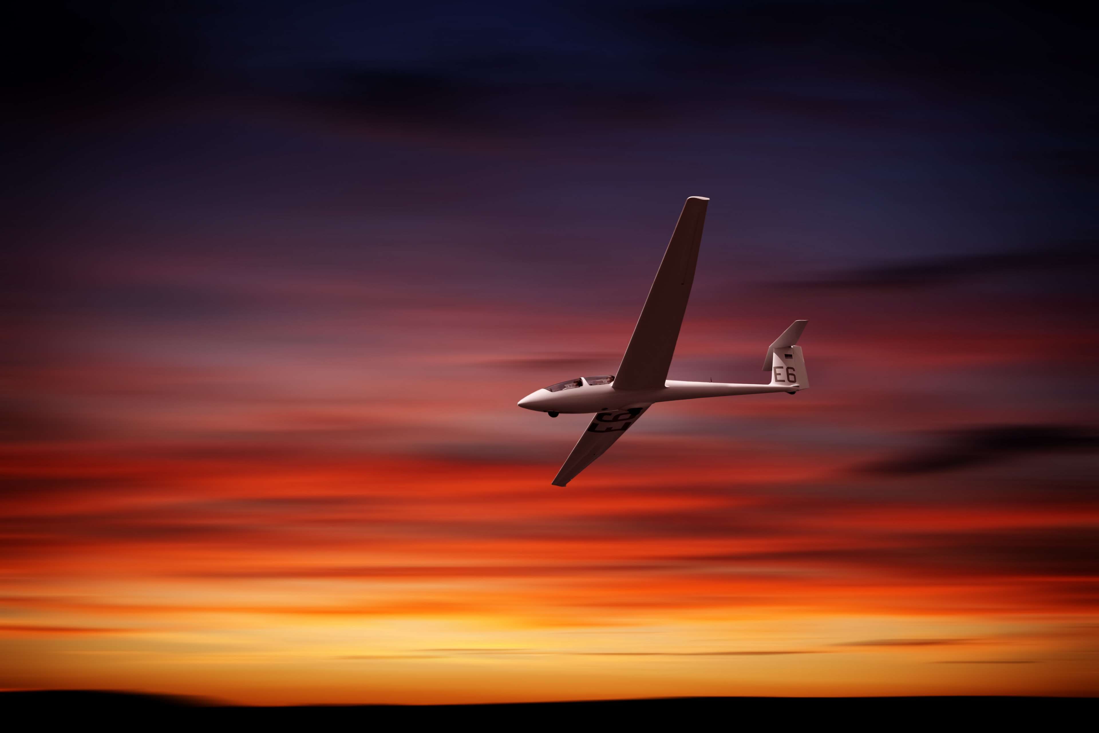 glide, aerospace industry, dramatic sky, abendstimmung, air vehicle, romance, twilight, glider pilot, motion, military, sunset, low angle view, plane, flying, HD Wallpaper