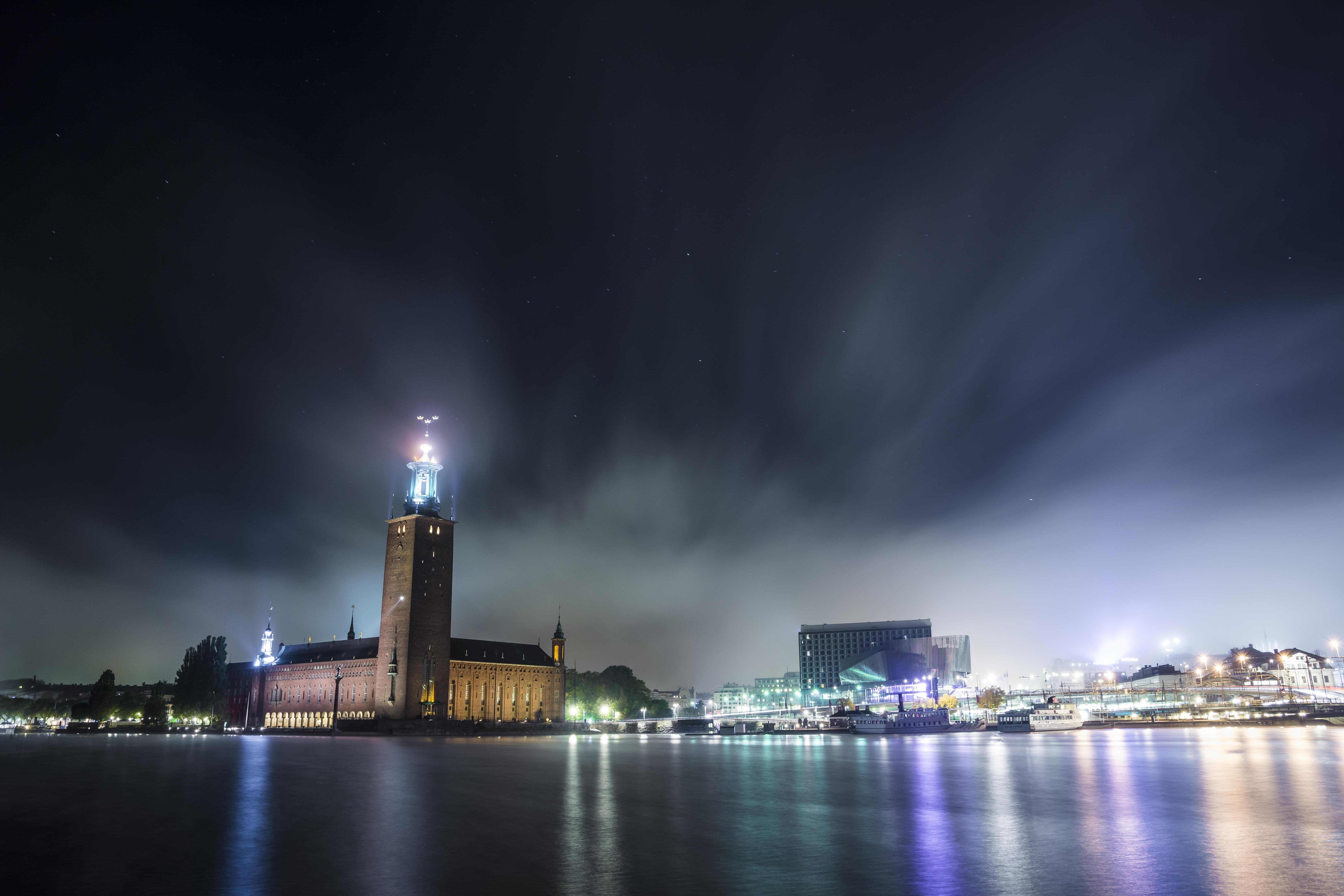 Stockholm City Hall, Stockholm, cityscape, 5K, HD Wallpaper