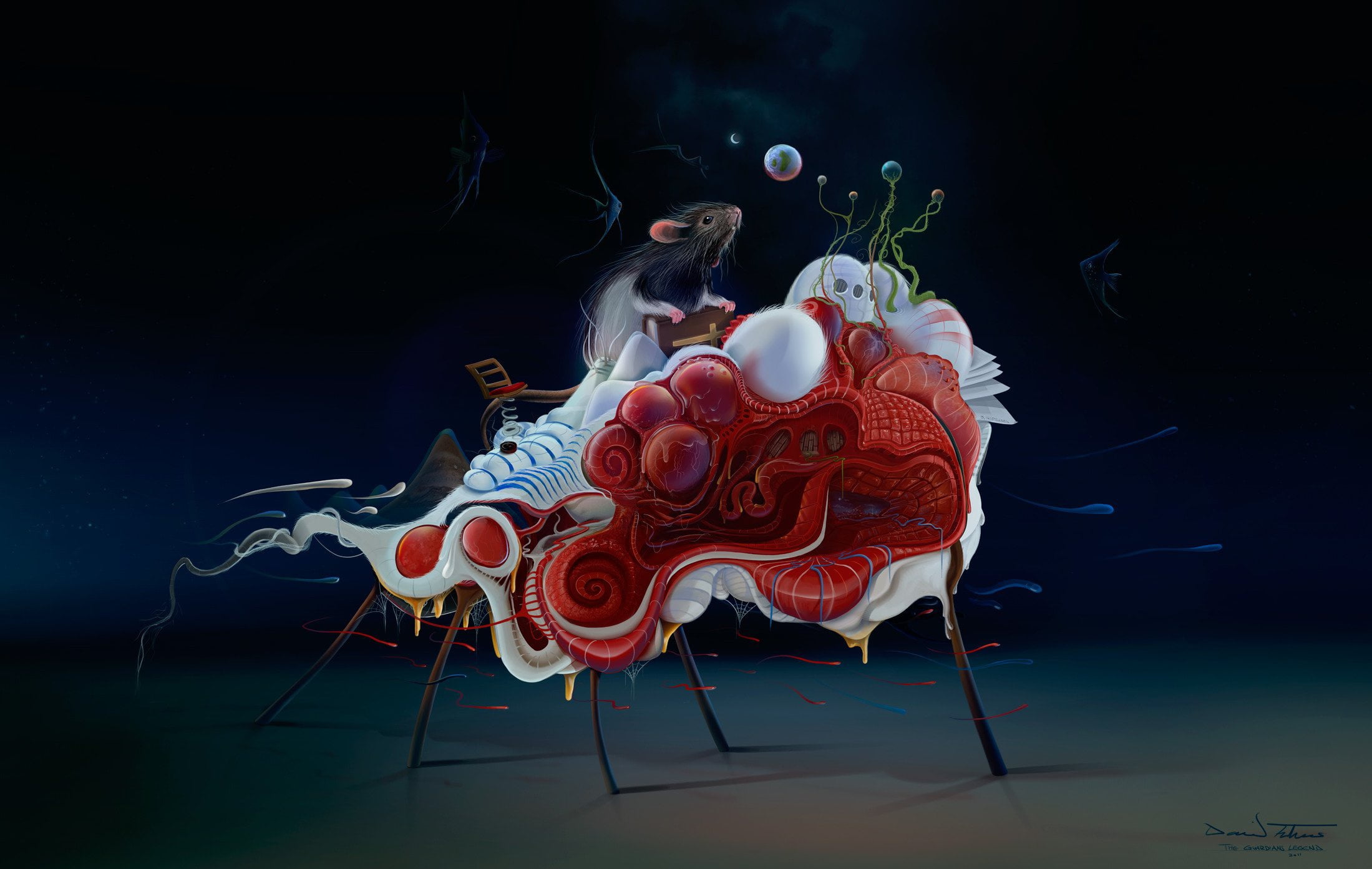 David Fuhrer, art, 1080P, rendering, the moon, fiction, night, HD Wallpaper