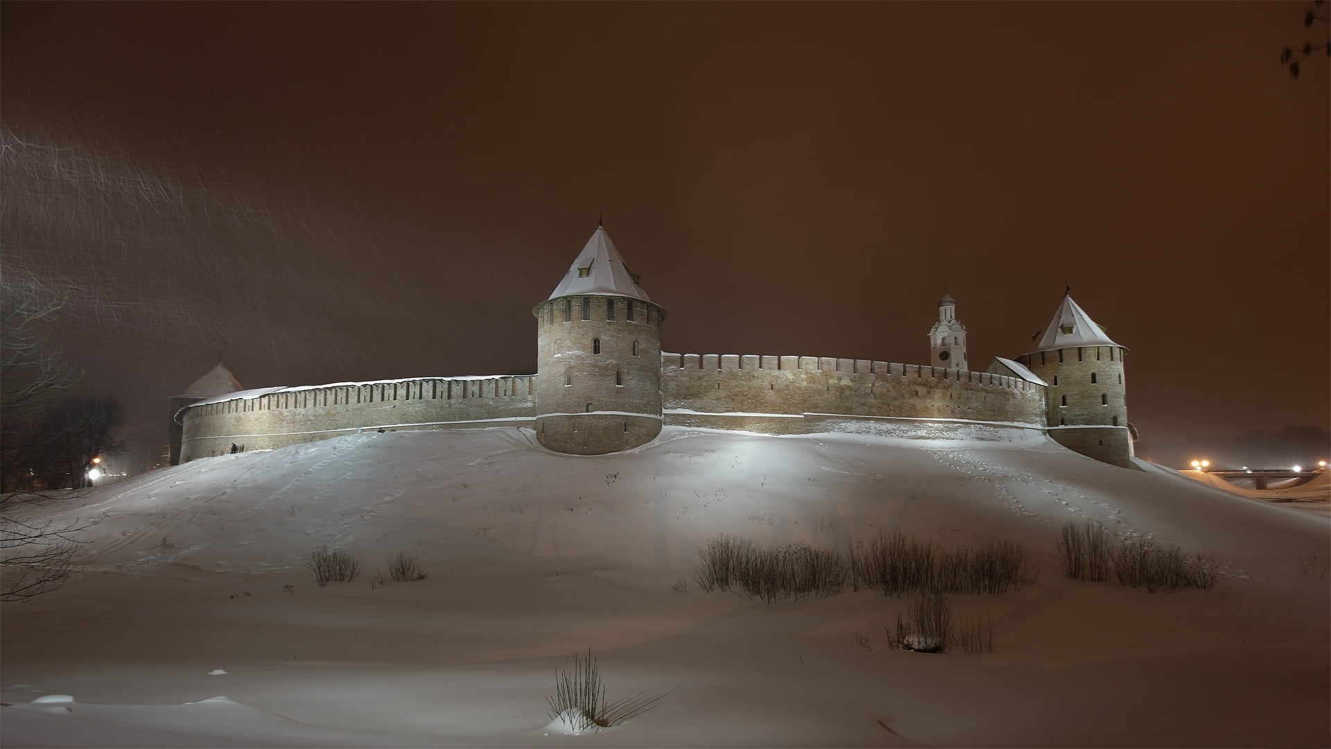 forest, history, illuminated, concrete, cold temperature, snowing, winter, Russia, white, place of worship, religion, sky, building exterior, no people, HD Wallpaper