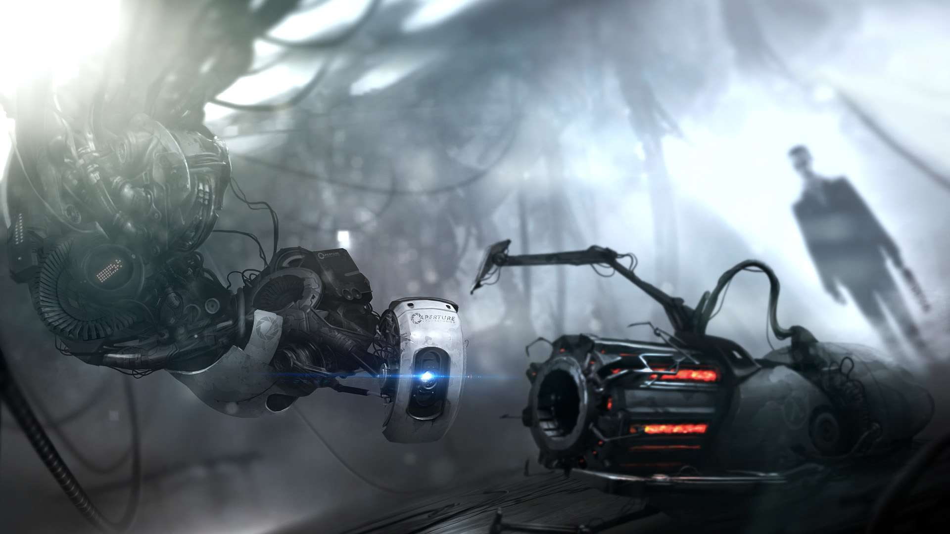 machine, black, motor, mr, freeman, glados, half life, gman, grey, 1080P, portal, hd, gun, wake, HD Wallpaper