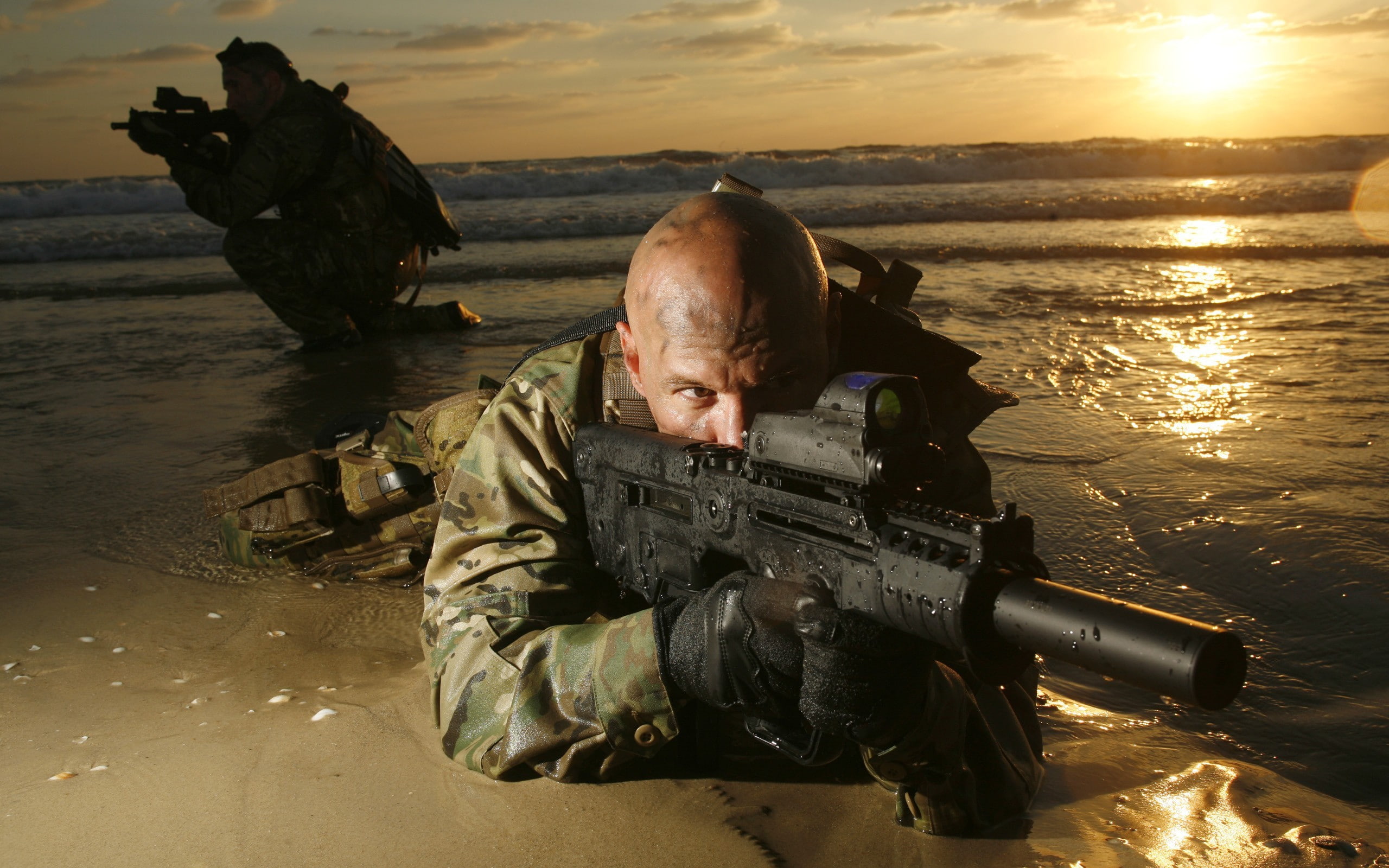 IMI Tavor TAR-21, Tavor, military, 2K, soldier, weapon, HD Wallpaper
