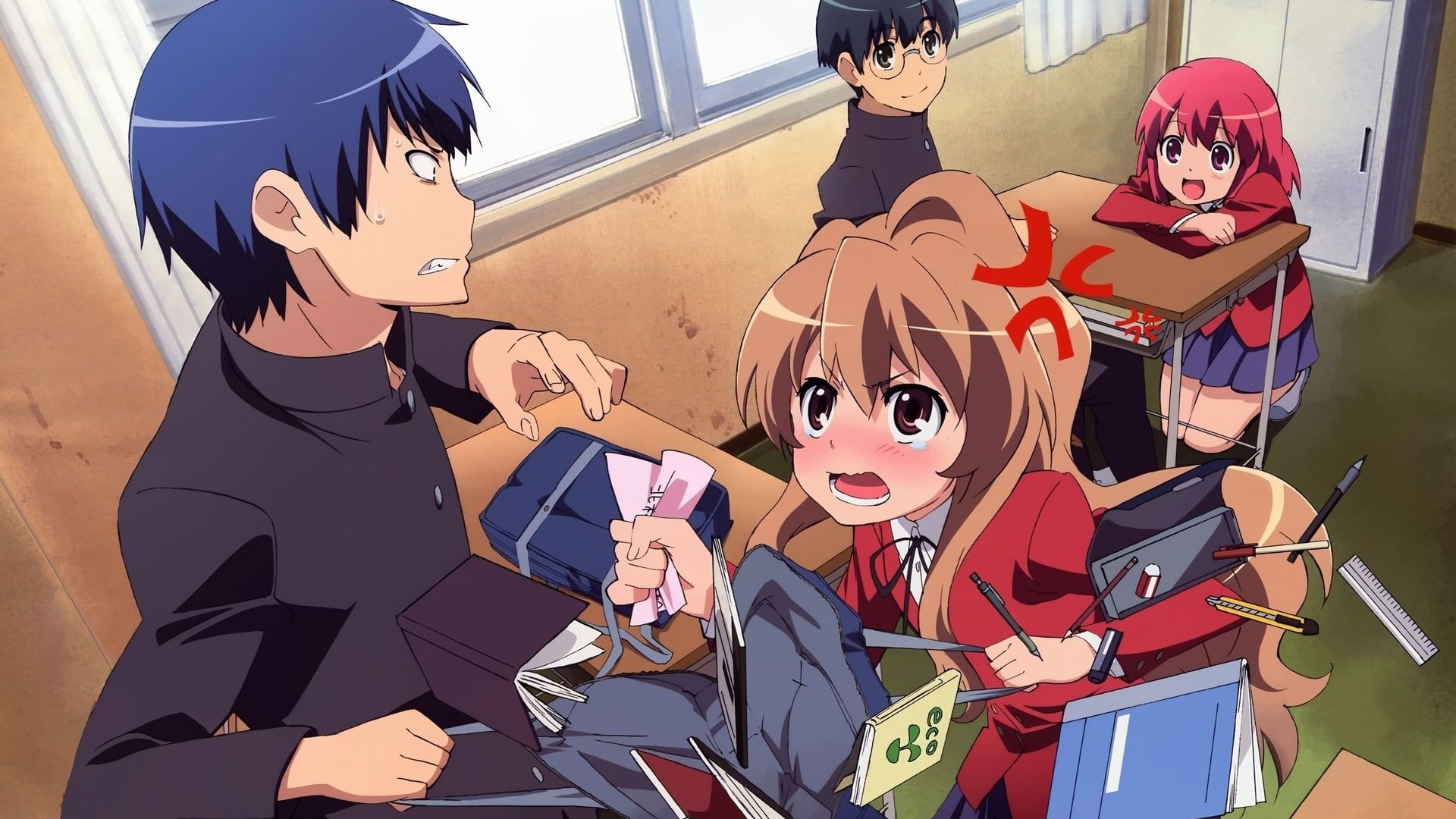 Aisaka Taiga, Takasu Ryuuji, 1080P, anime, anime girls, Kushieda Minori, Toradora!, HD Wallpaper