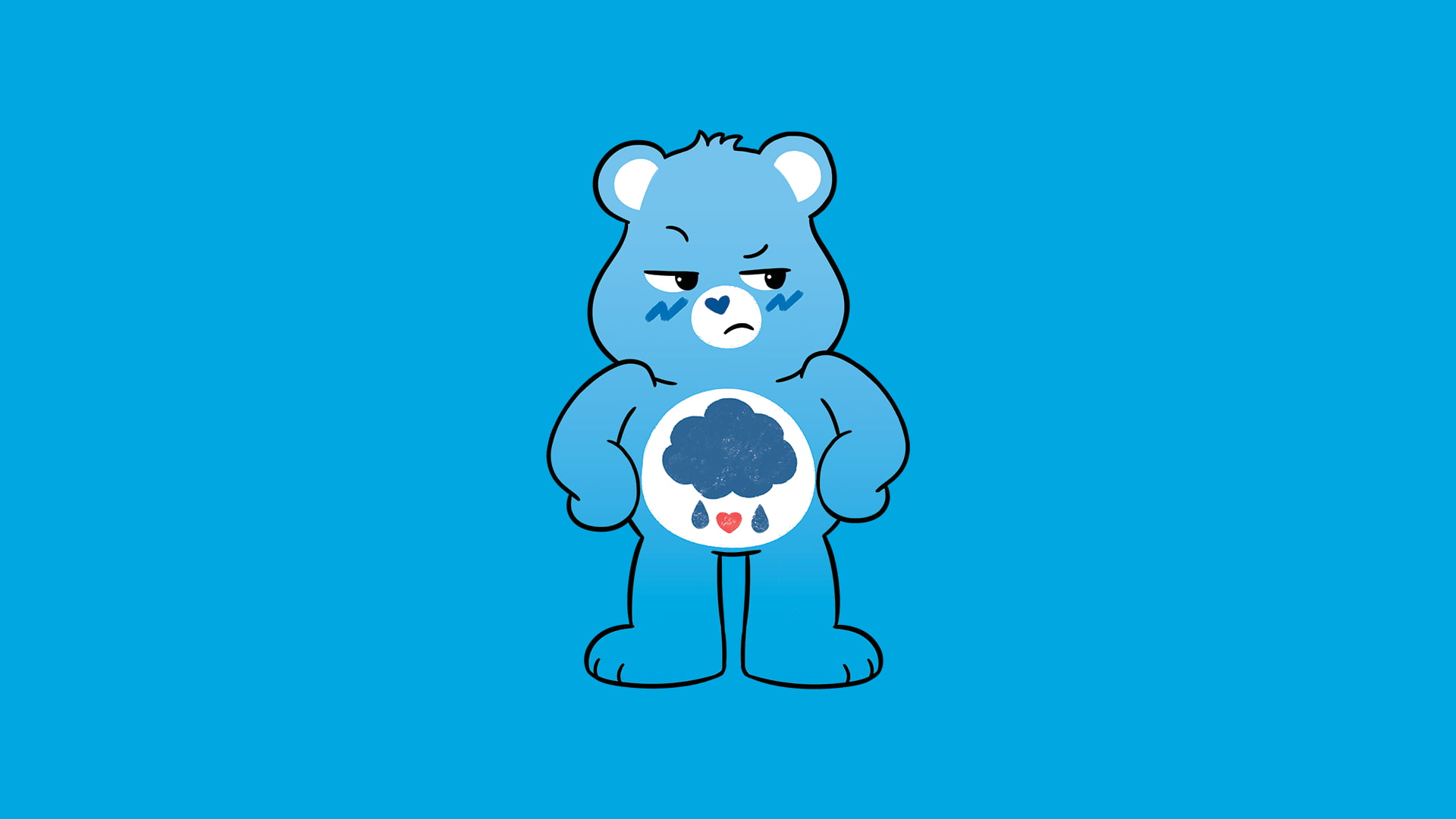 cartoon, 1080P, grumpy bear, care bear, minimalism, HD Wallpaper